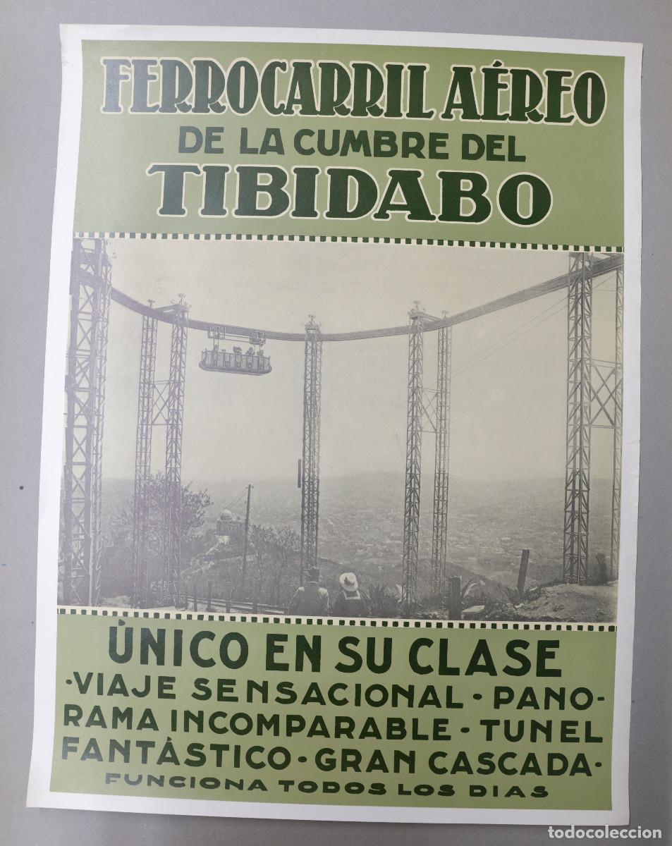 Collectionnisme d'affiches: CARTEL FERROCARRIL A&Eacute;REO DEL TIBIDABO, REPRINT 44X58CM.