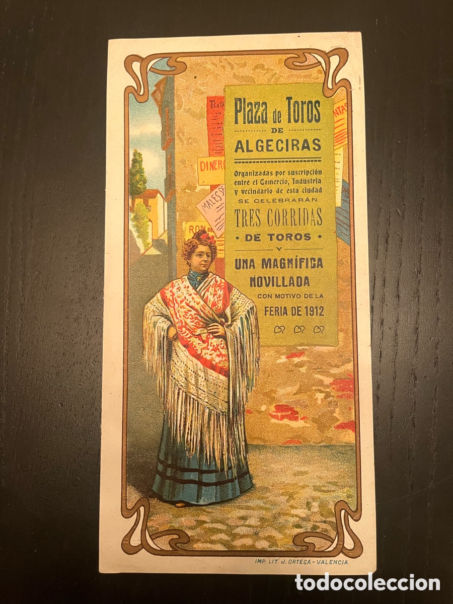 Coleccionismo de carteles: Peque&ntilde;o cartel plaza toros Algeciras 1912