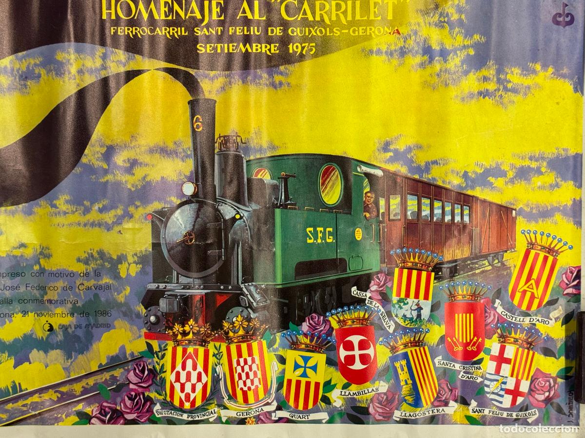 Collectionnisme d'affiches: HOMENAJE AL CARRILET FERROCARRIL SANT FELIU DE GUIXOLS GIRONA - FACS&Iacute;MIL A&Ntilde;O 1986 - CARTEL
