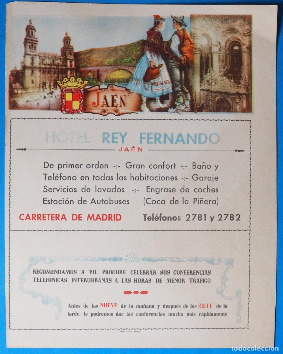 Coleccionismo de carteles: LAMINA PUBLICIDAD JAEN. CON MAPA AL DORSO. A&Ntilde;OS 50. EDITA: MATEU-CROMO-MADRID