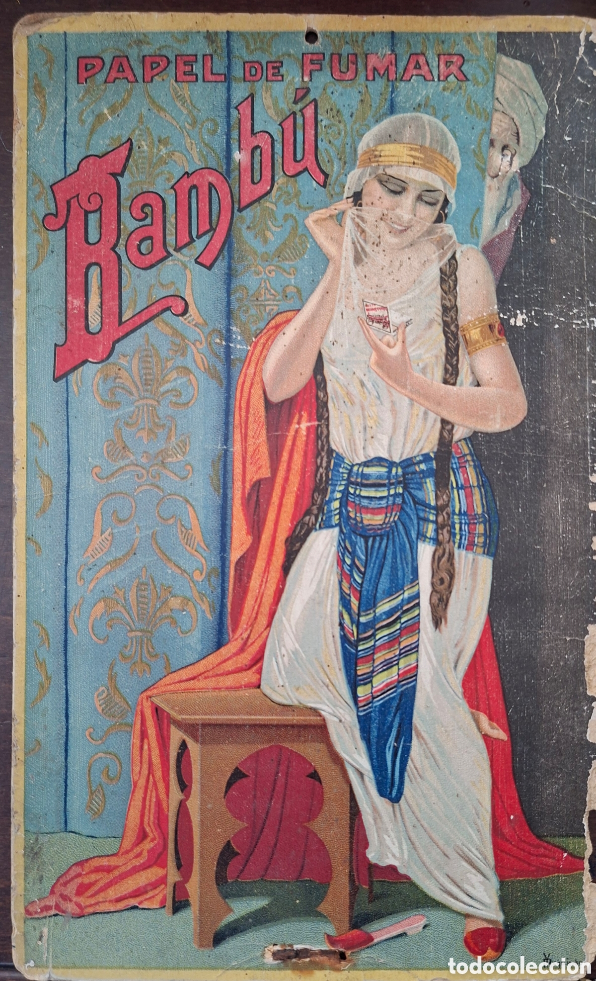 Coleccionismo de carteles: Antiguo Cartel de Carton Publicidad Papel de Fumar Bambu