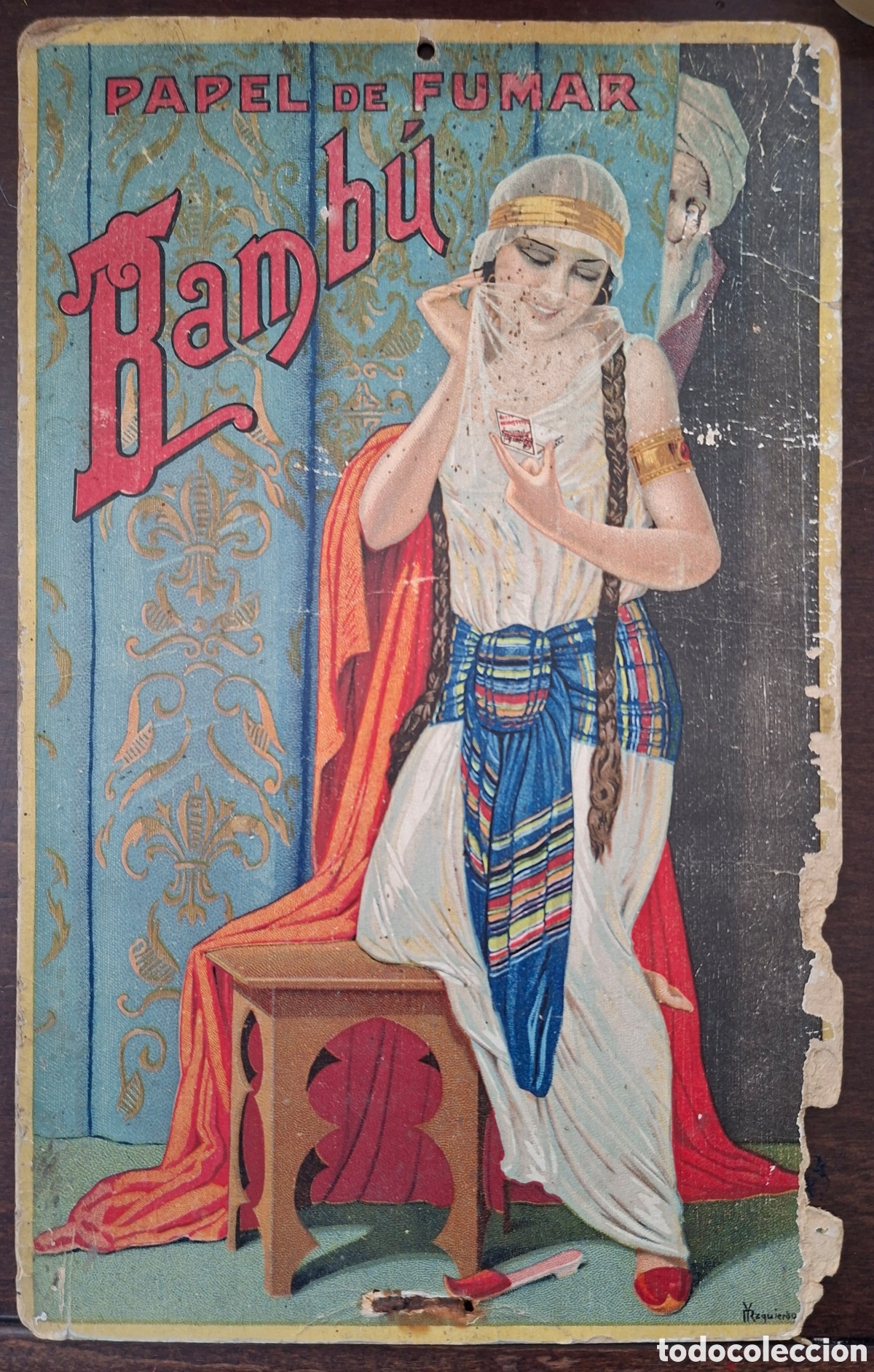 Coleccionismo de carteles: Antiguo Cartel Publicidad Papel de Fumar Bambu