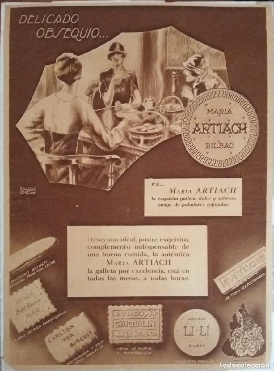 Coleccionismo de carteles: ARTIACH - GALLETAS Y DULCES - PUBLICIDAD ORIGINAL ESTAMPA 1928 / 33 x 25 Cm.