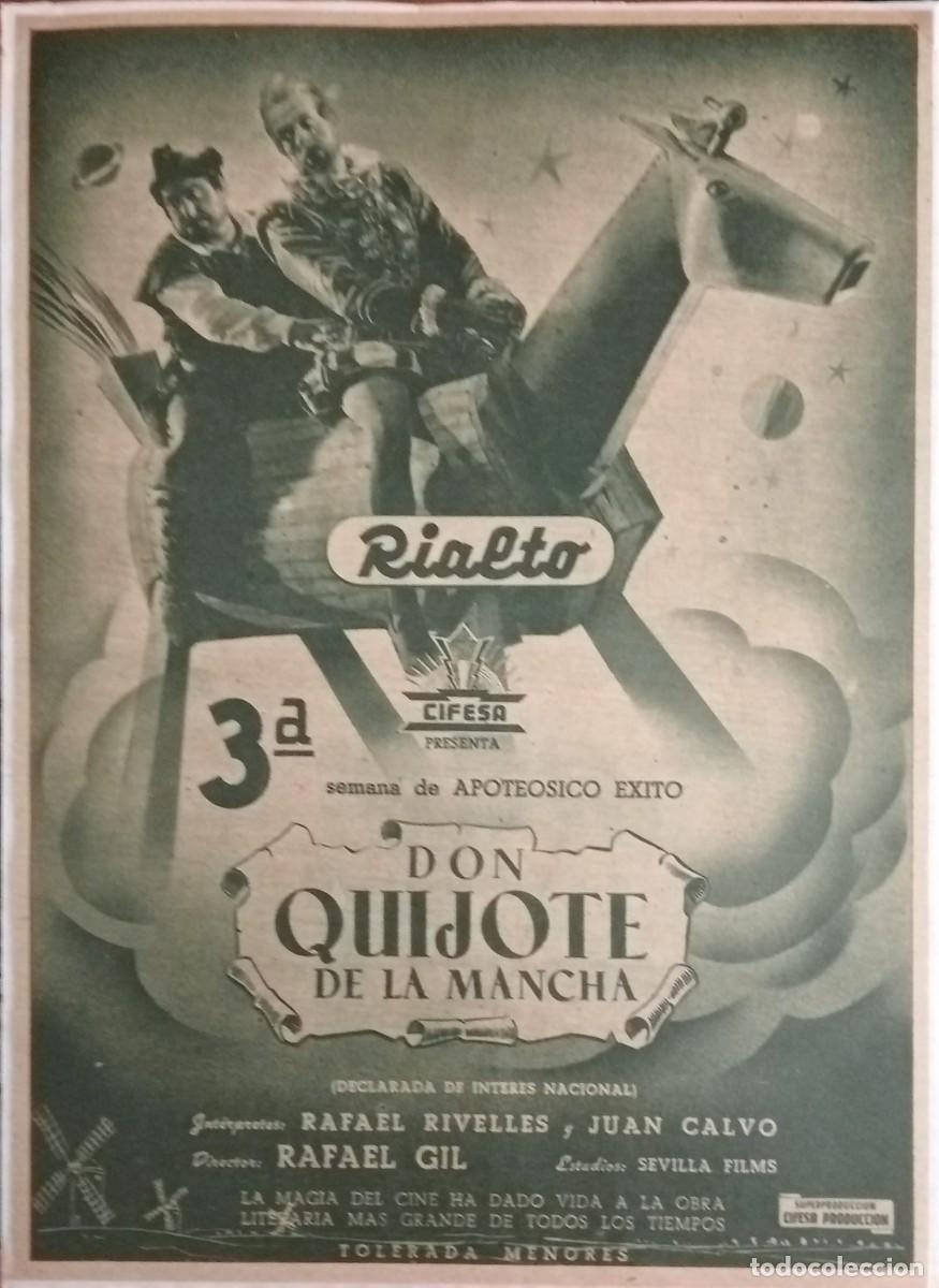 Coleccionismo de carteles: DON QUIJOTE DE LA MANCHA - DIR. RAFAEL GIL - PUBLICIDAD ORIGINAL PRIMER PLANO 1948 / 33 x 24 Cm.
