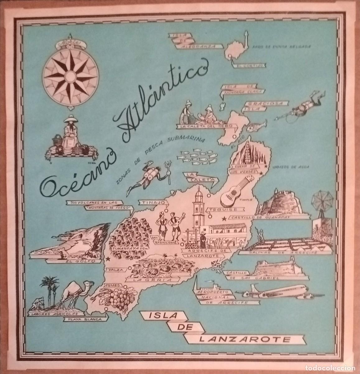 Coleccionismo de carteles: ISLA DE LANZAROTE - MAPA EDICIONES DESTINO 1966 / ORIGINAL 20 x 20 Cm. - CLAUDIO DE LA TORRE