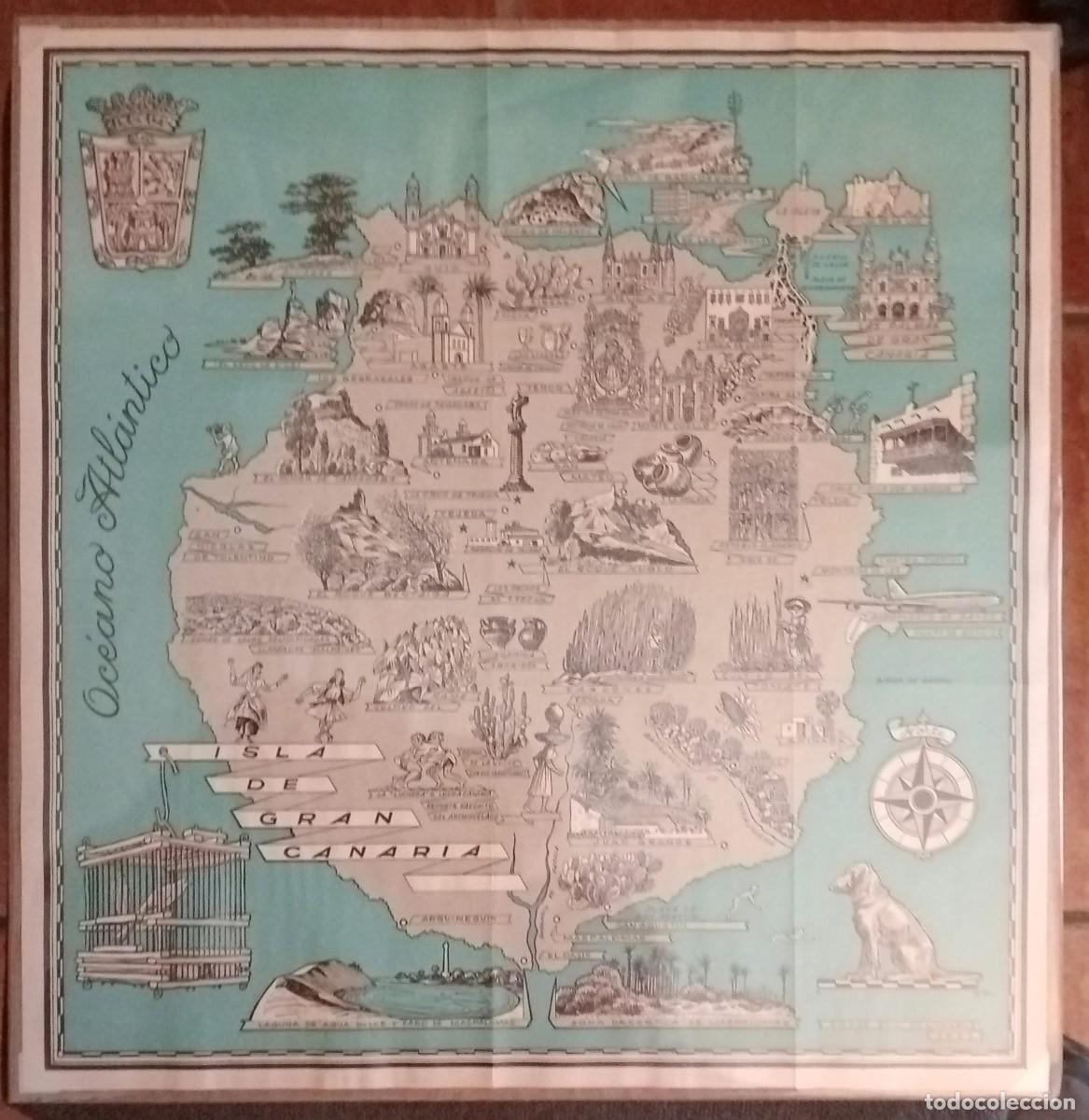 Coleccionismo de carteles: ISLA DE GRAN CANARIA - MAPA ED. DESTINO 1966 / ORIGINAL 29 x 28 Cm. - CLAUDIO DE LA TORRE