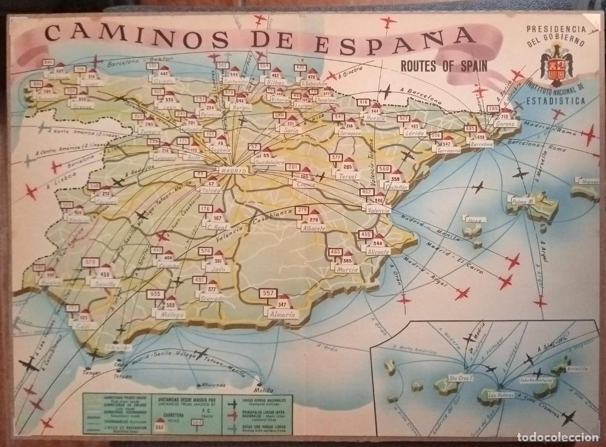 Coleccionismo de carteles: CAMINOS DE ESPA&Ntilde;A - ORIGINAL ANUARIO ESTADISTICO 1950 / 37 x 26 Cm. - PRESIDENCIA GOBIERNO