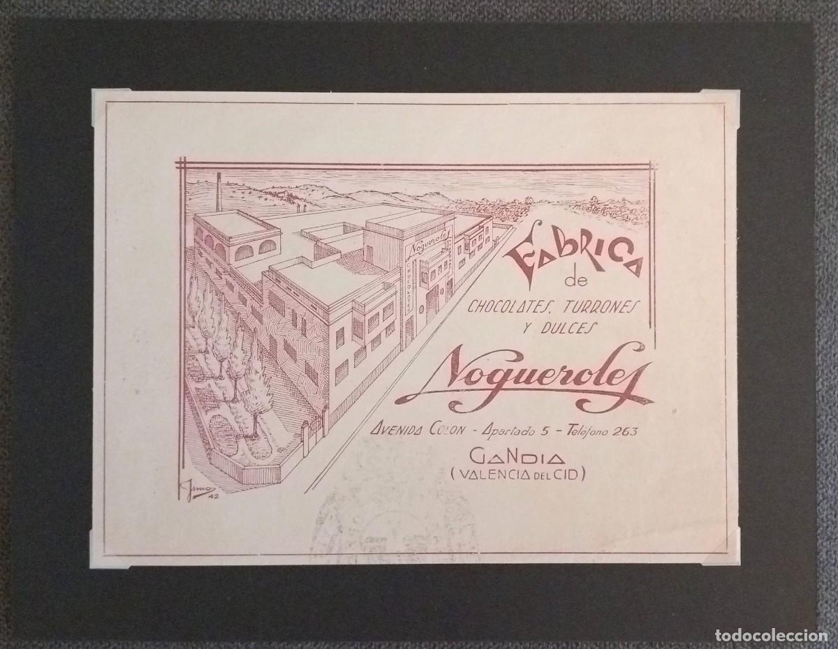Coleccionismo de carteles: NOGUEROLES - CHOCOLATES, TURRONES Y DULCES - ORIGINAL 1947 / 18,5 x 13,5 Cm. GAND&Iacute;A