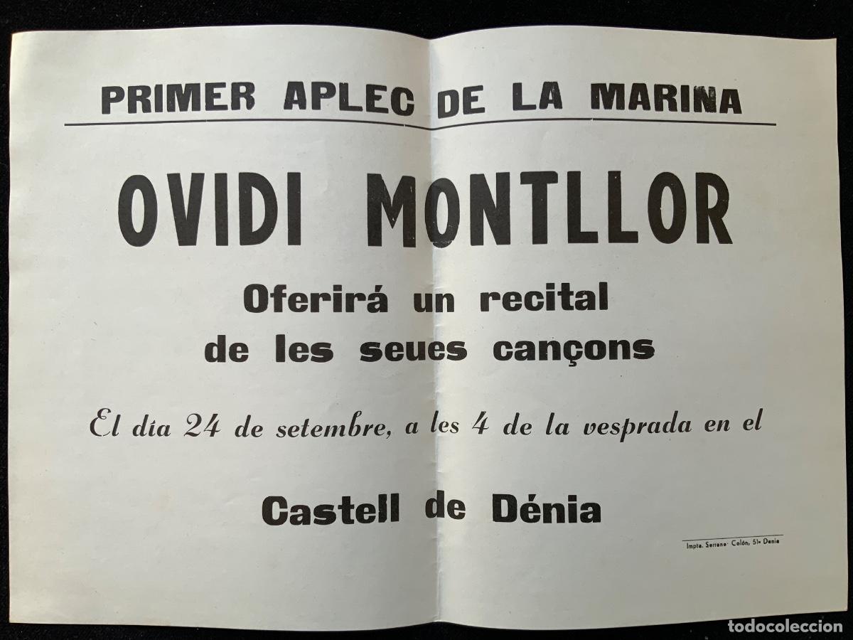 Coleccionismo de carteles: cartel original, primer aplec de la marina, ovidi monllor, castell de denia, imp serrano.31,5x21,5cm