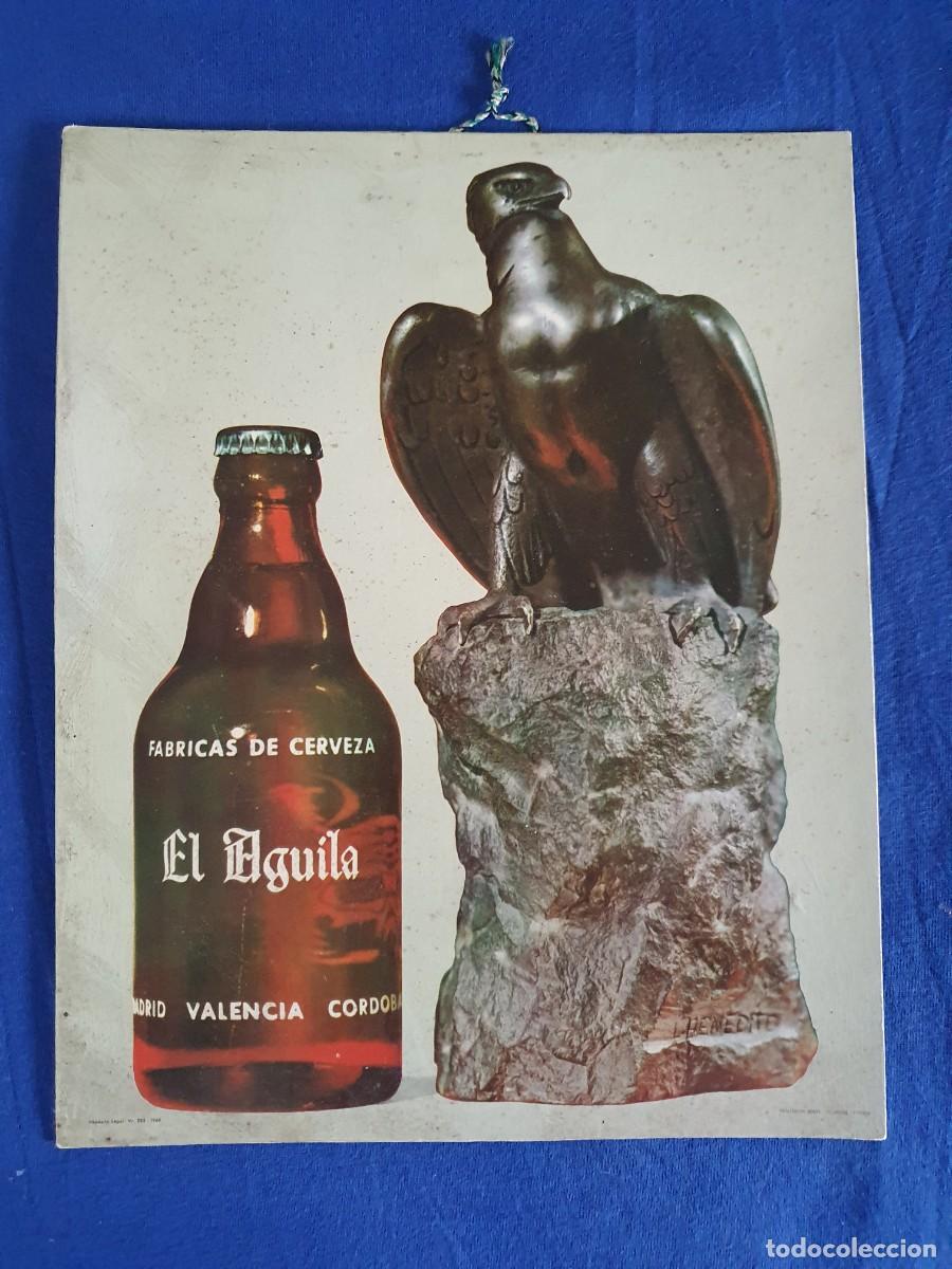 Coleccionismo de carteles: Cartel de cervezas el aguila publicitario antiguo 22 x 27 estado muy bueno