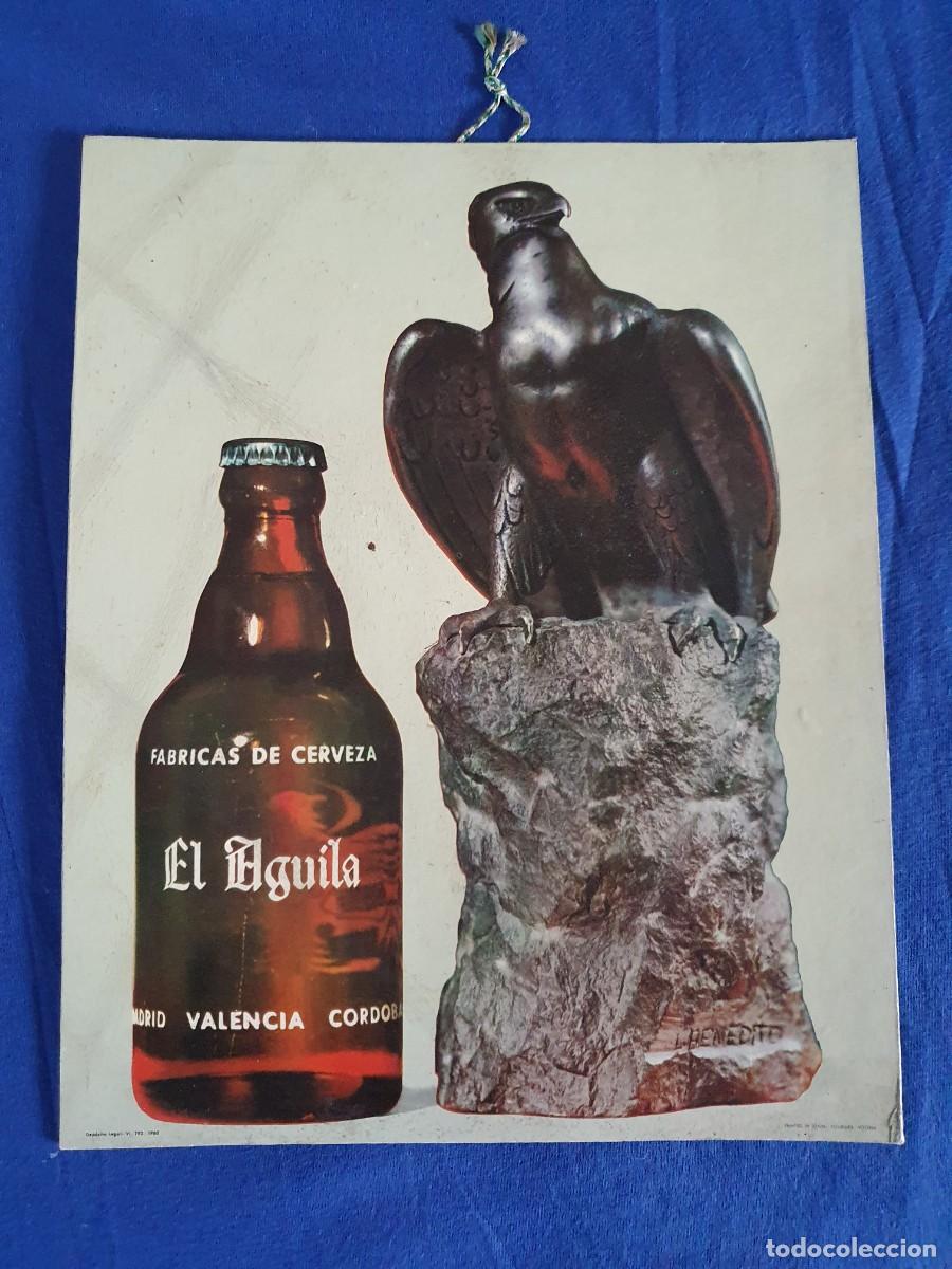 Coleccionismo de carteles: Cartel de cervezas el aguila publicitario antiguo 22 x 27 estado muy bueno