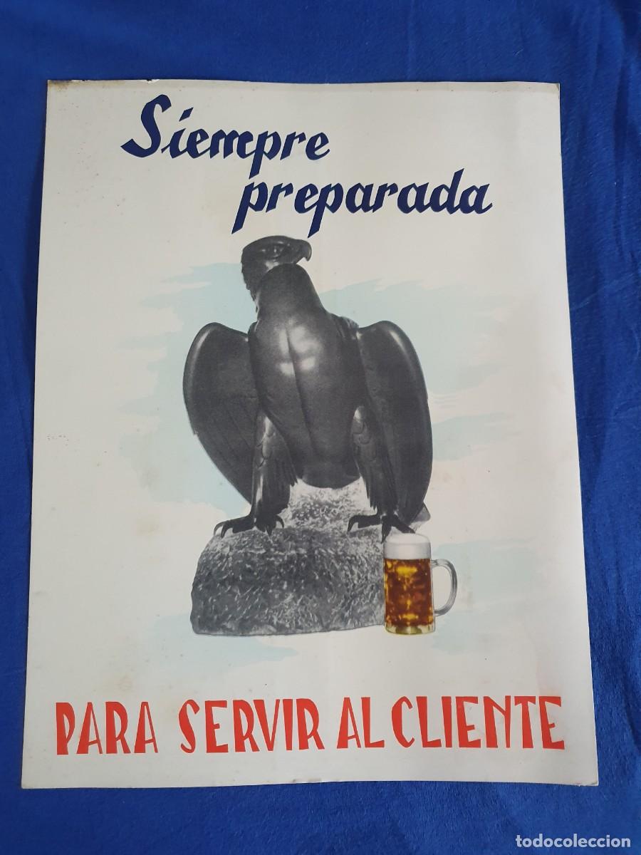 Coleccionismo de carteles: Cartel de cervezas el aguila publicitario antiguo 25 x 35 estado muy bueno