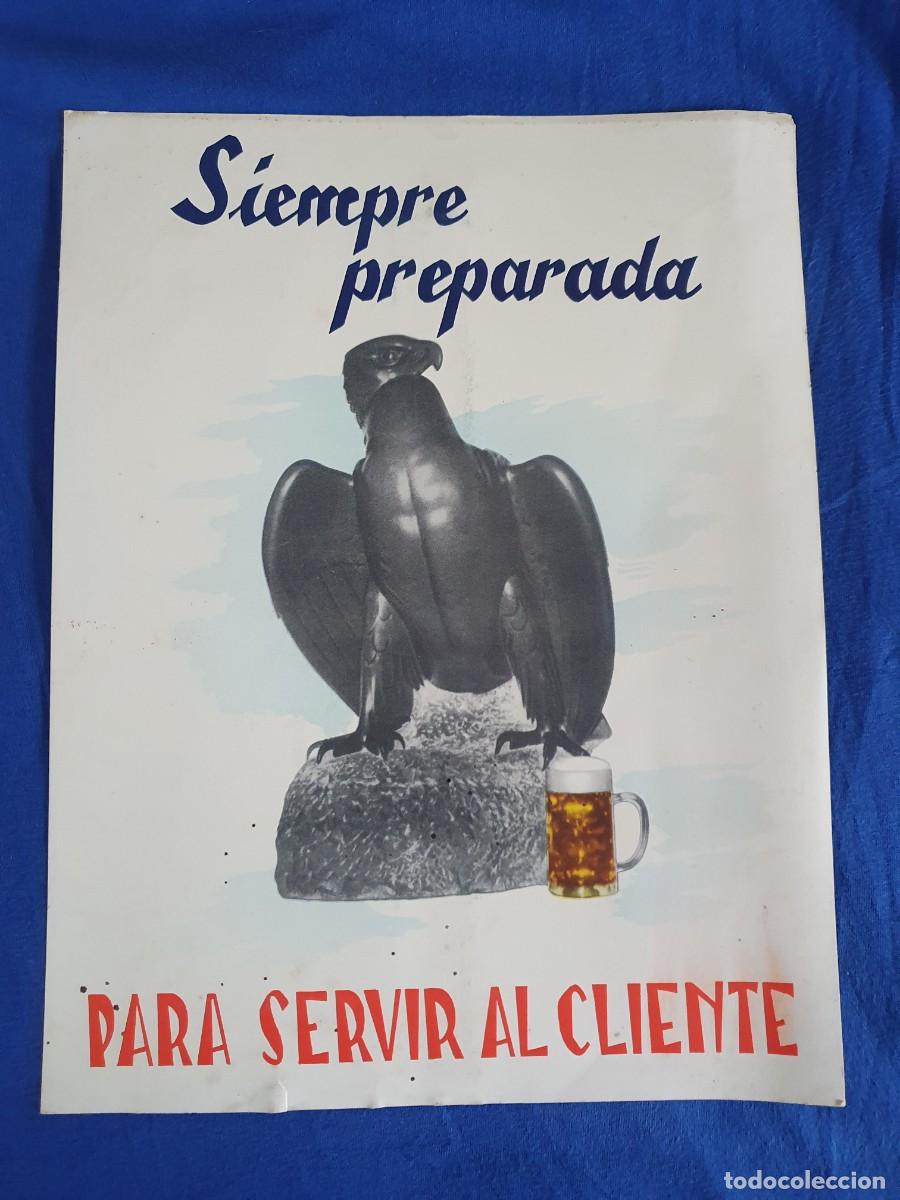 Coleccionismo de carteles: Cartel de cervezas el aguila publicitario antiguo 25 x 35 estado muy bueno