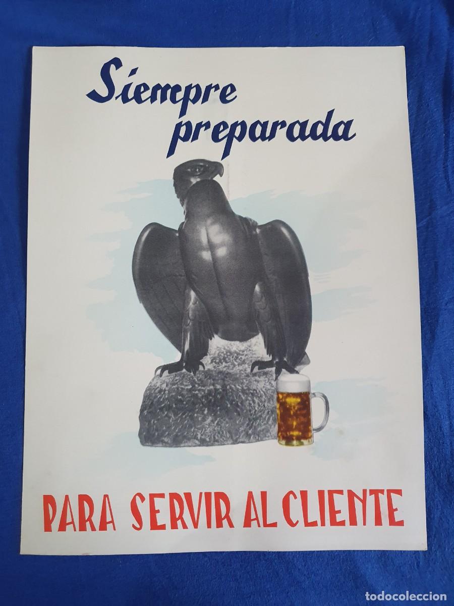 Coleccionismo de carteles: Cartel de cervezas el aguila publicitario antiguo 25 x 35 estado muy bueno