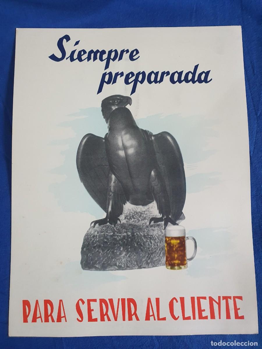 Coleccionismo de carteles: Cartel de cervezas el aguila publicitario antiguo 25 x 35 estado muy bueno