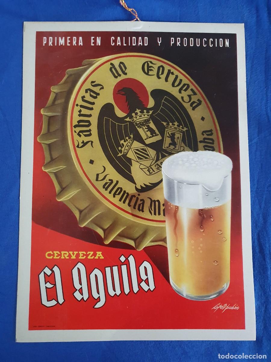 Coleccionismo de carteles: Cartel de cervezas el aguila antiguo estado muy bueno 27x40