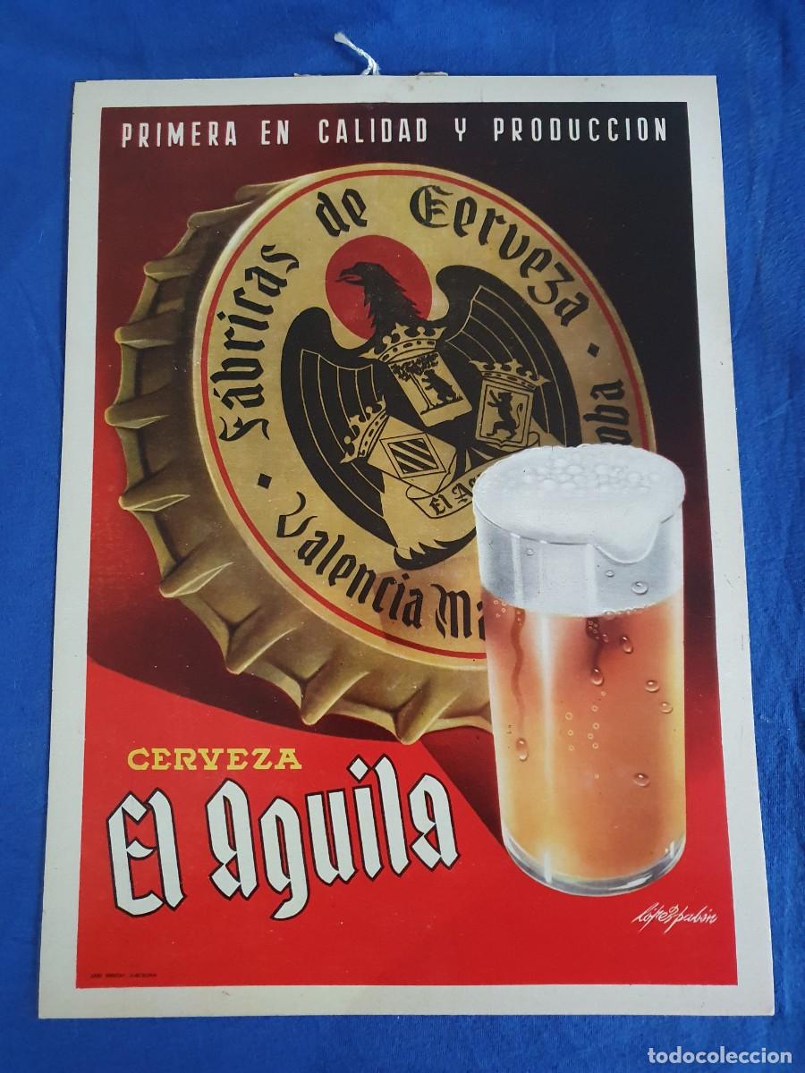 Coleccionismo de carteles: Cartel de cervezas el aguila antiguo estado muy bueno 27x40
