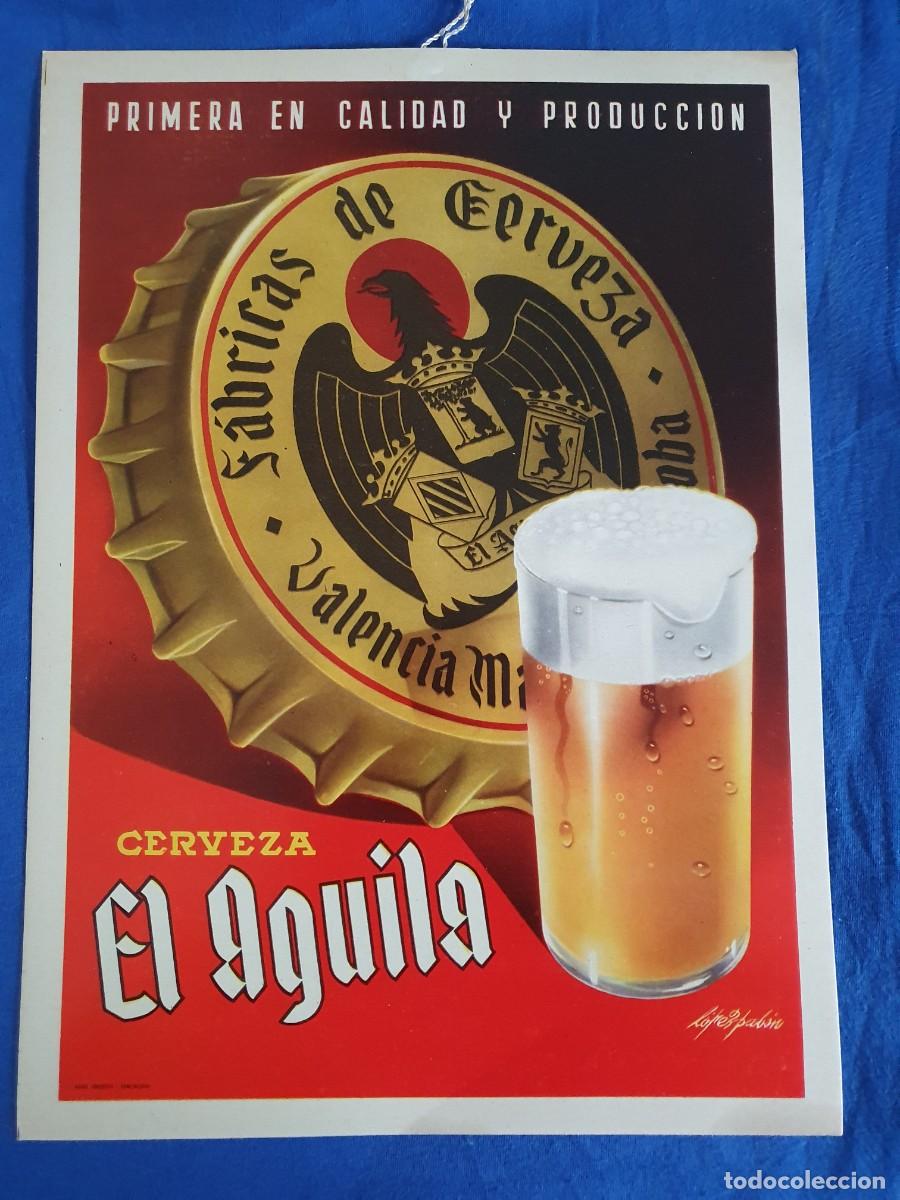 Coleccionismo de carteles: Cartel de cervezas el aguila antiguo estado muy bueno 27x40
