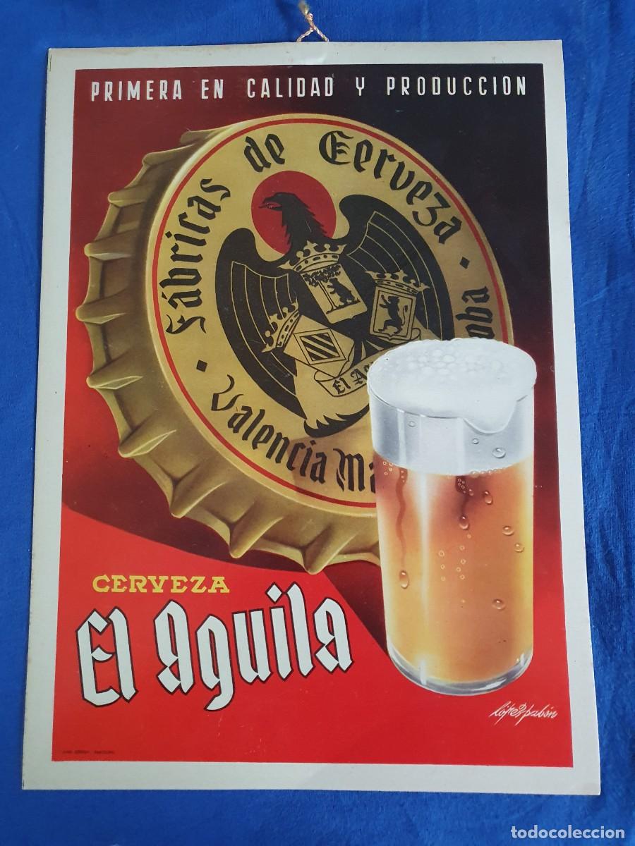 Coleccionismo de carteles: Cartel de cervezas el aguila antiguo estado muy bueno 27x40