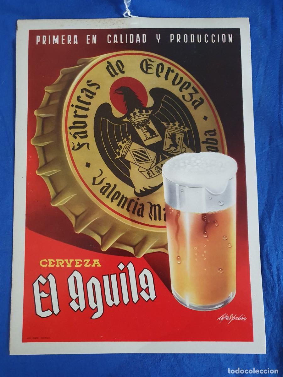 Coleccionismo de carteles: Cartel de cervezas el aguila antiguo estado muy bueno 27x40