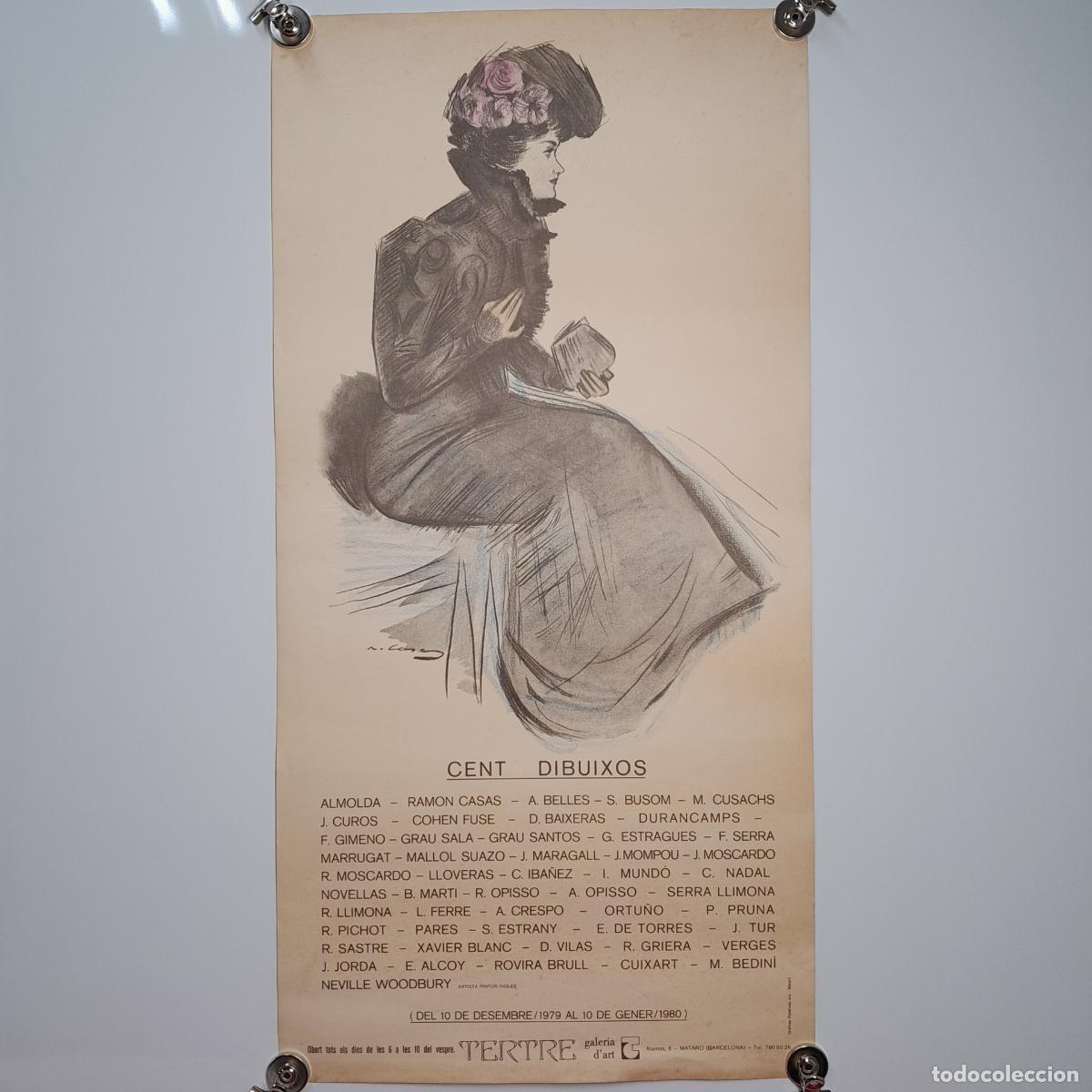 Coleccionismo de carteles: CARTEL ORIGINAL DE LA EXPOSICI&Oacute;N COLECTIVA &rdquo;CENT DIBUIXOS&rdquo;. GALER&Iacute;A TERTRE, 1979.