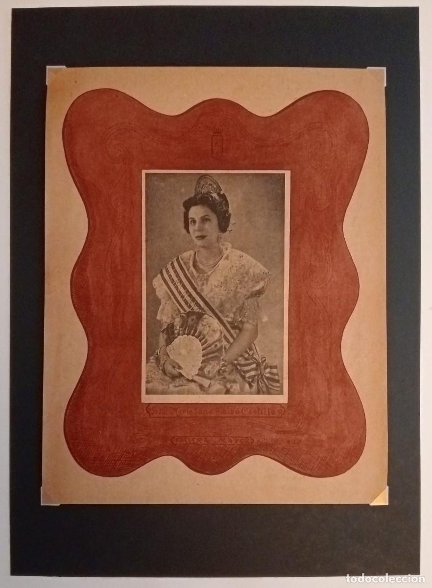 Coleccionismo de carteles: GANDIA 1947 - FALLERA MAYOR - SRTA. MARIA LUISA PEIR&Oacute; CASTILLO - ORIGINAL FOCH i FLAMA / 26 x 20,5
