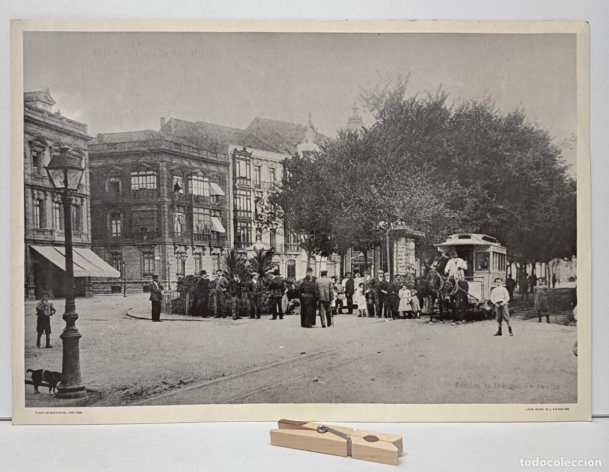 Collezionismo di affissi: PLAZA DE SAN MIGUEL 1900. Fotograf&iacute;a de LOVE. Gij&oacute;n (Asturias)