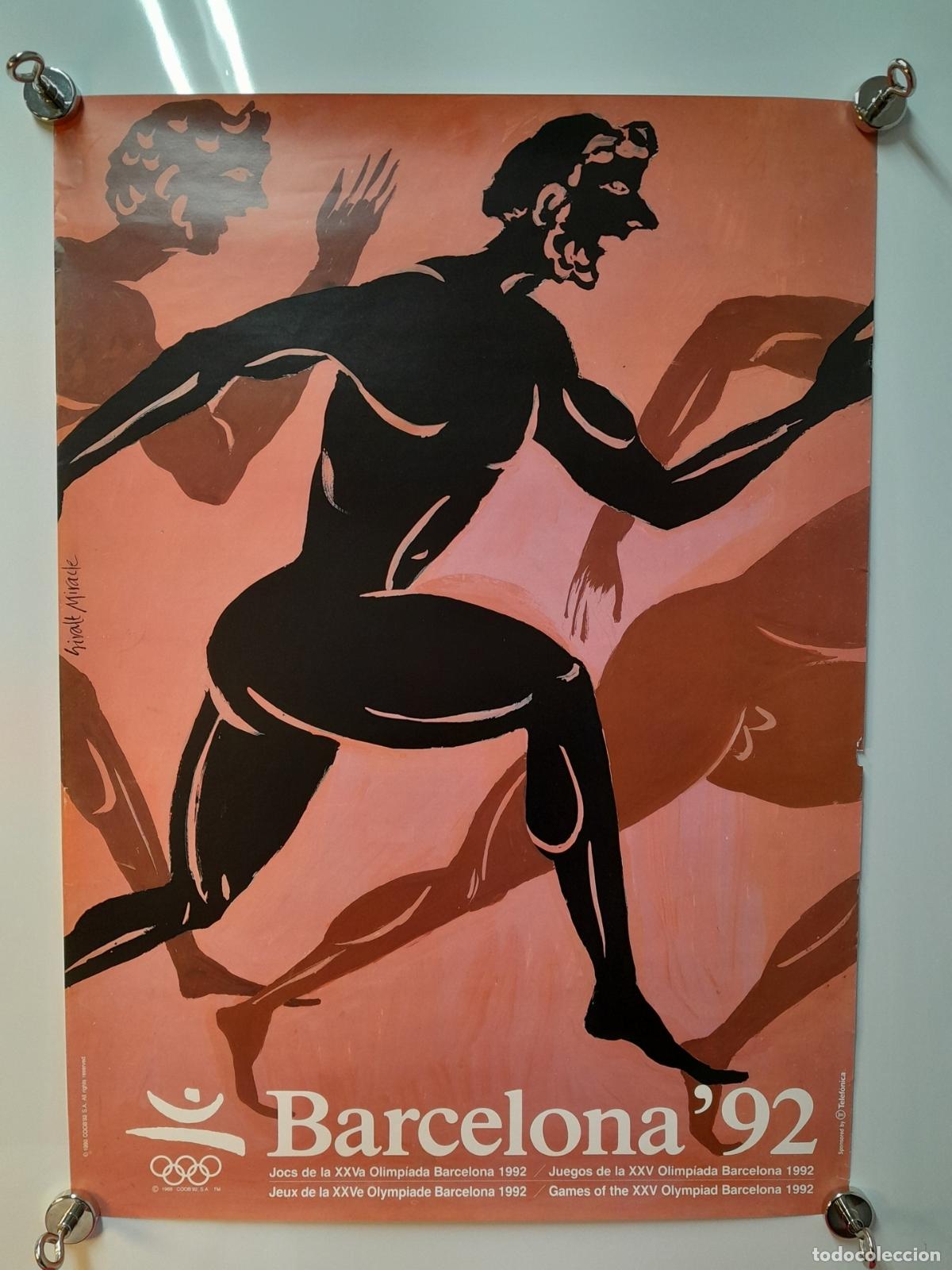 Sammeln von Plakaten: CARTEL OFICIAL DE LOS JUEGOS OL&Iacute;MPICOS DE BARCELONA &rsquo;92.ATLETA EN MOVIMIENTO.FERRAN MIRALLES.1990