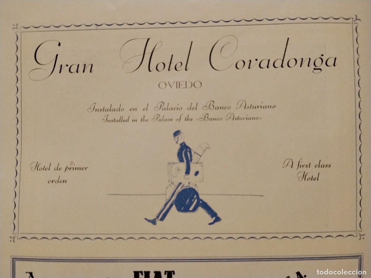 Coleccionismo de carteles: GRAN HOTEL COVADONGA OVIEDO / GARAGE ESPA&Ntilde;A FIAT HOJA REVISTA A&Ntilde;O 1931-1932