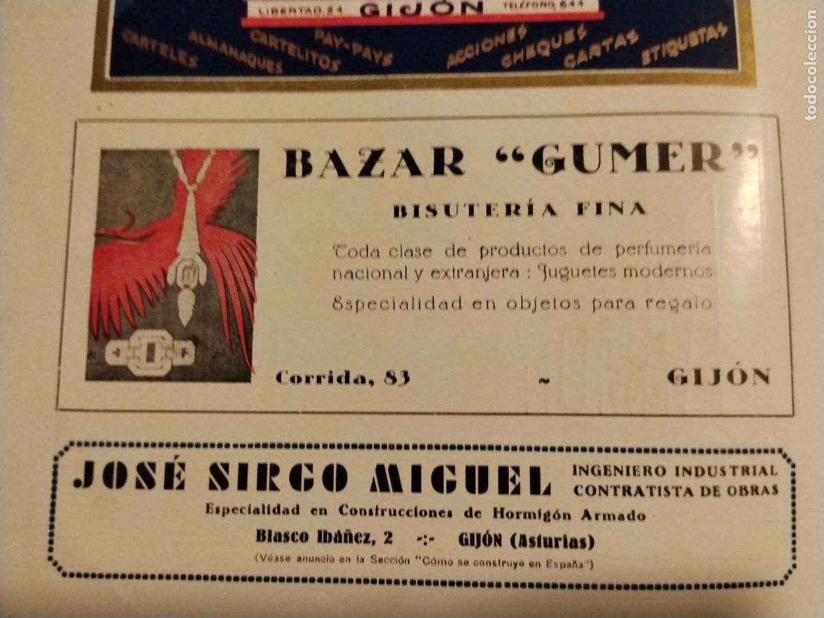 Coleccionismo de carteles: BAZAR GUMER BISUTERIA FINA PERRUMERIA JUGUETES MODERNOS GIJON HOJA REVISTA A&Ntilde;O 1931-1932