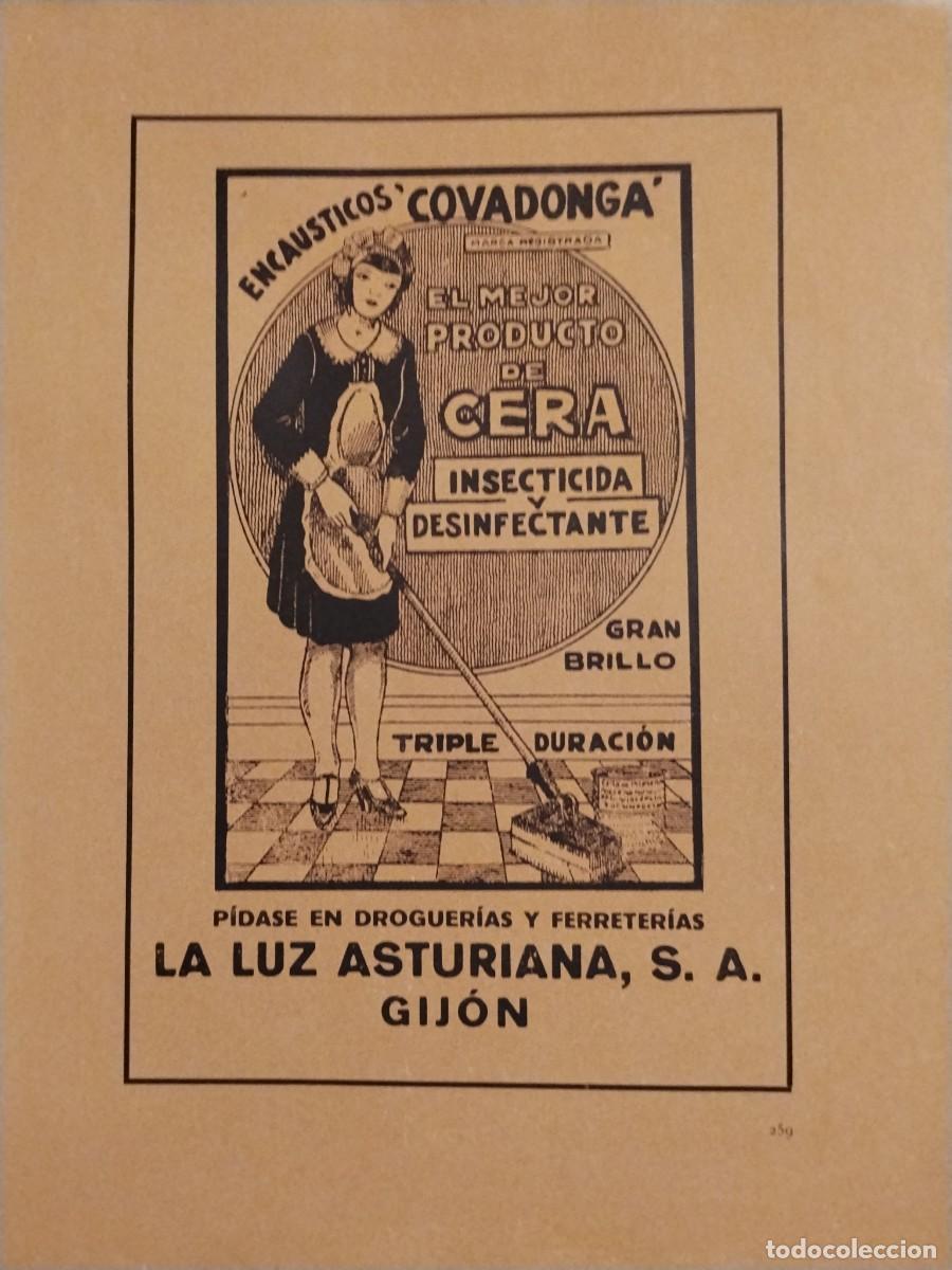 Coleccionismo de carteles: LA LUZ ASTURIANA ENCAUSTICOS COVADONGA CERA INSECTICIDA DESINFECTAN GIJON HOJA REVISTA A&Ntilde;O 1931-1932