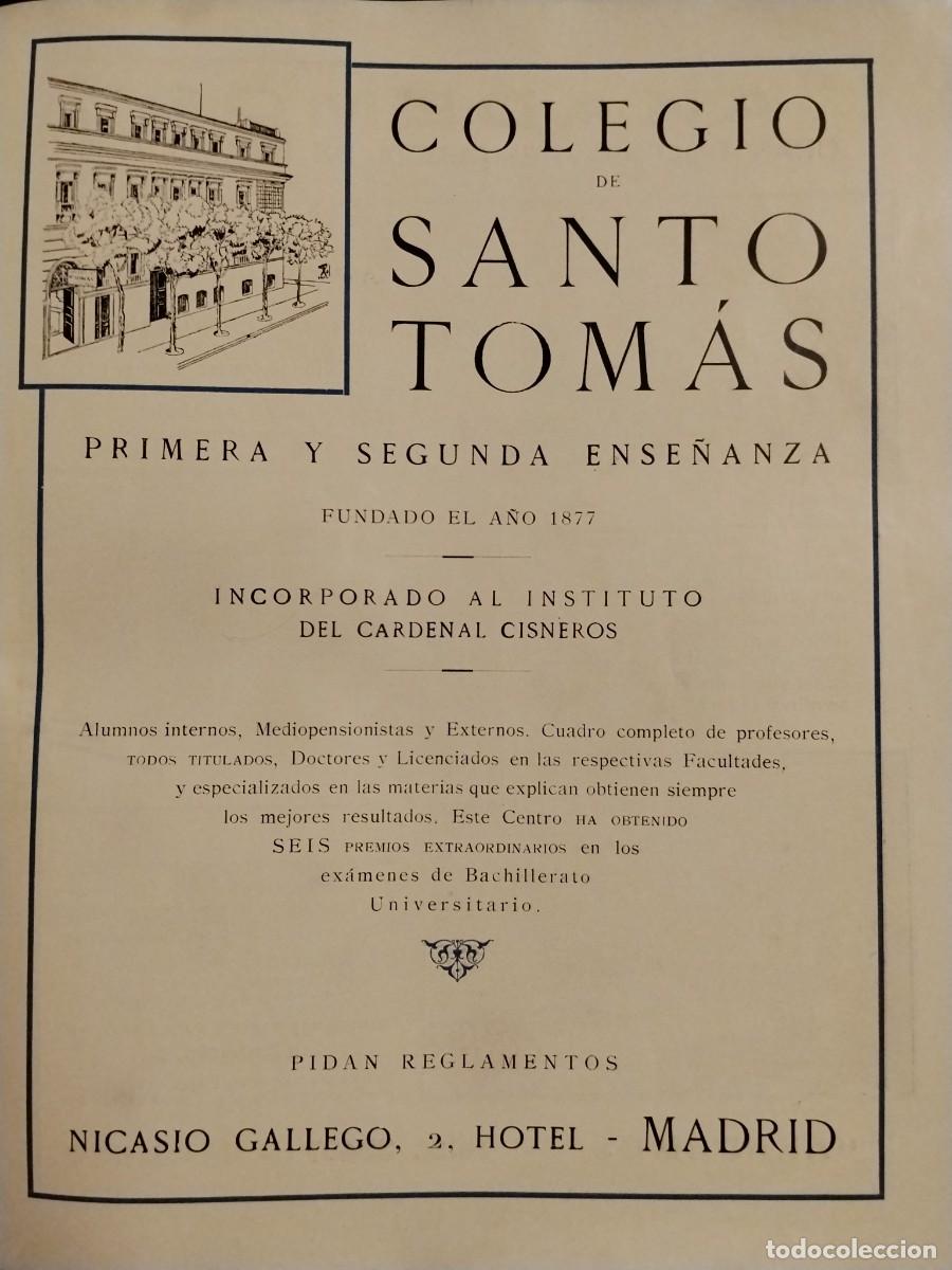 Coleccionismo de carteles: COLEGIO DE SANTO TOMAS INCORPORADO AL INSTITUTO DEL CARDENAL CISNEROS MADRID HOJA A&Ntilde;O 1931-1932