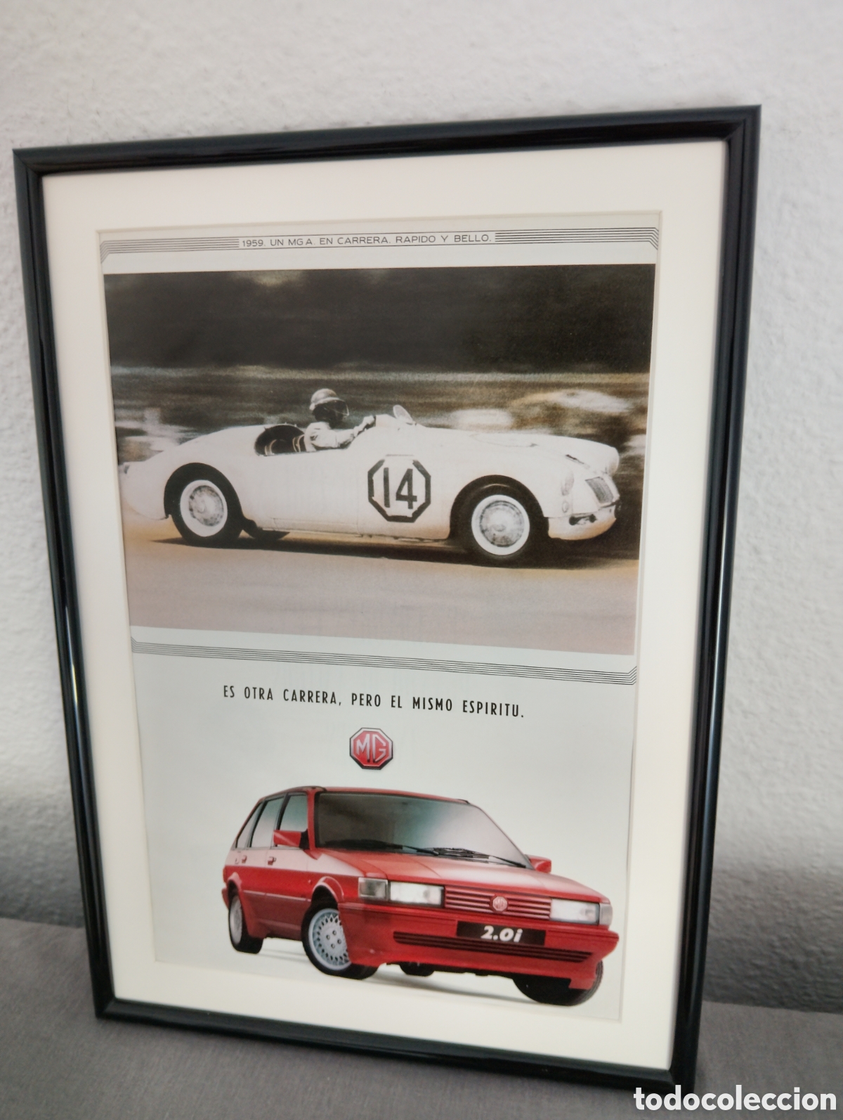Coleccionismo de carteles: MG anuncio original vintage a&ntilde;os 80 enmarcado coche