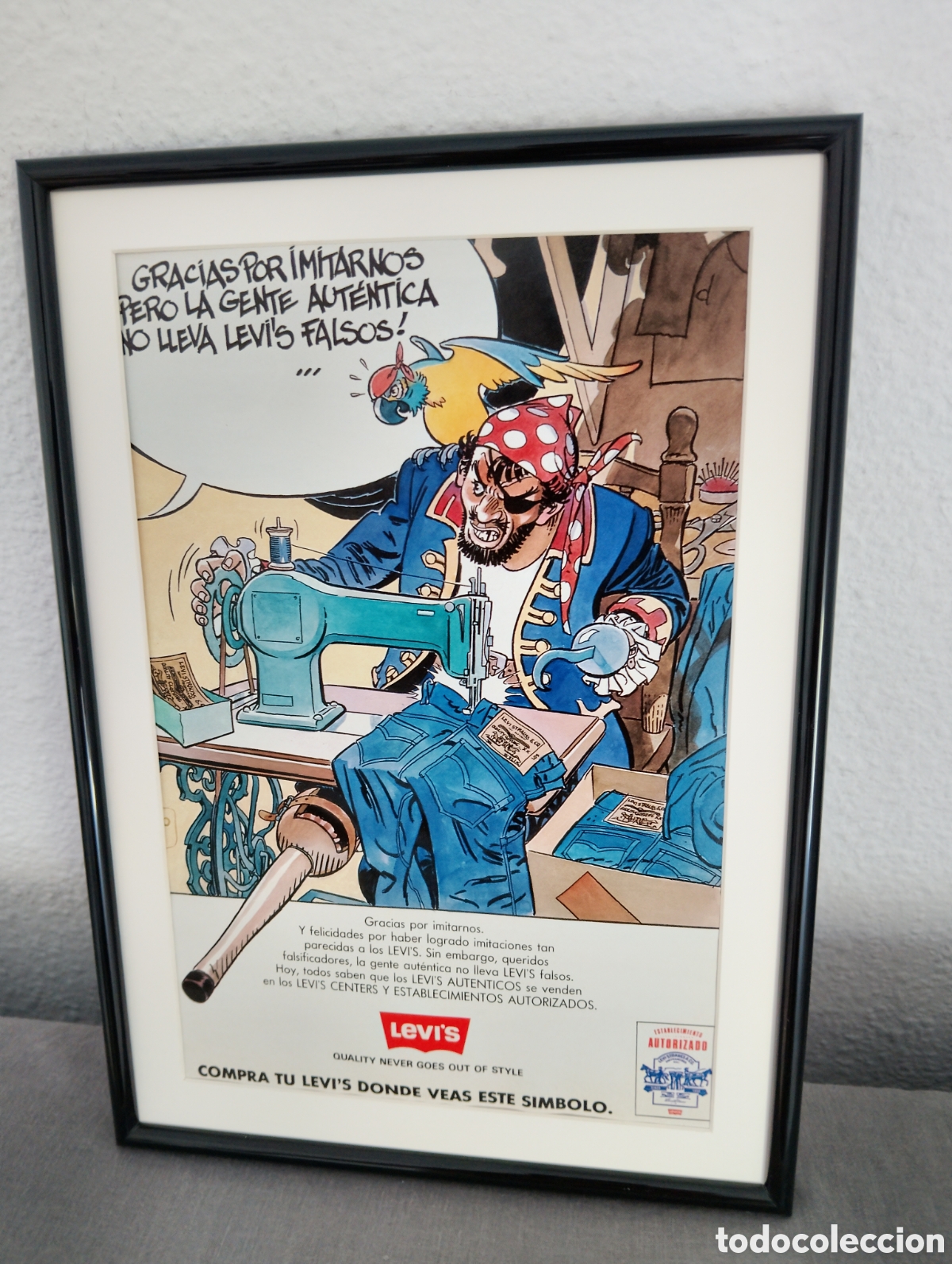 Coleccionismo de carteles: Levis anuncio original vintage a&ntilde;os 80 enmarcado moda