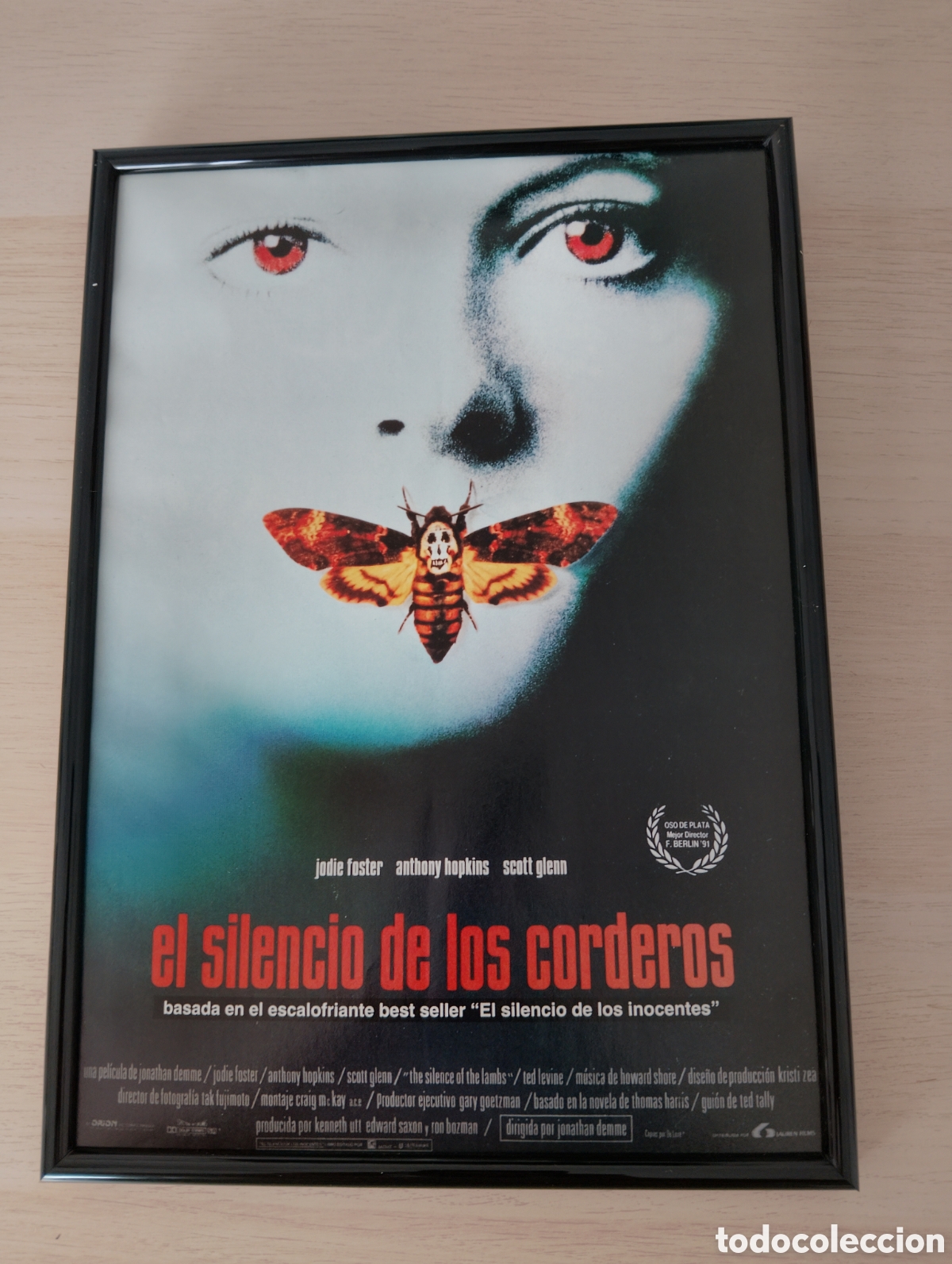 Coleccionismo de carteles: El silencio de los corderos anuncio original vintage a&ntilde;os 90 enmarcado