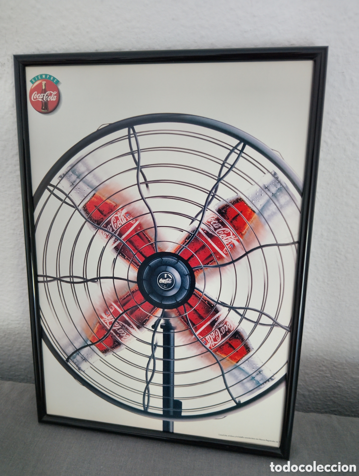 Coleccionismo de carteles: Cocacola anuncio original retro a&ntilde;os 90 enmarcado