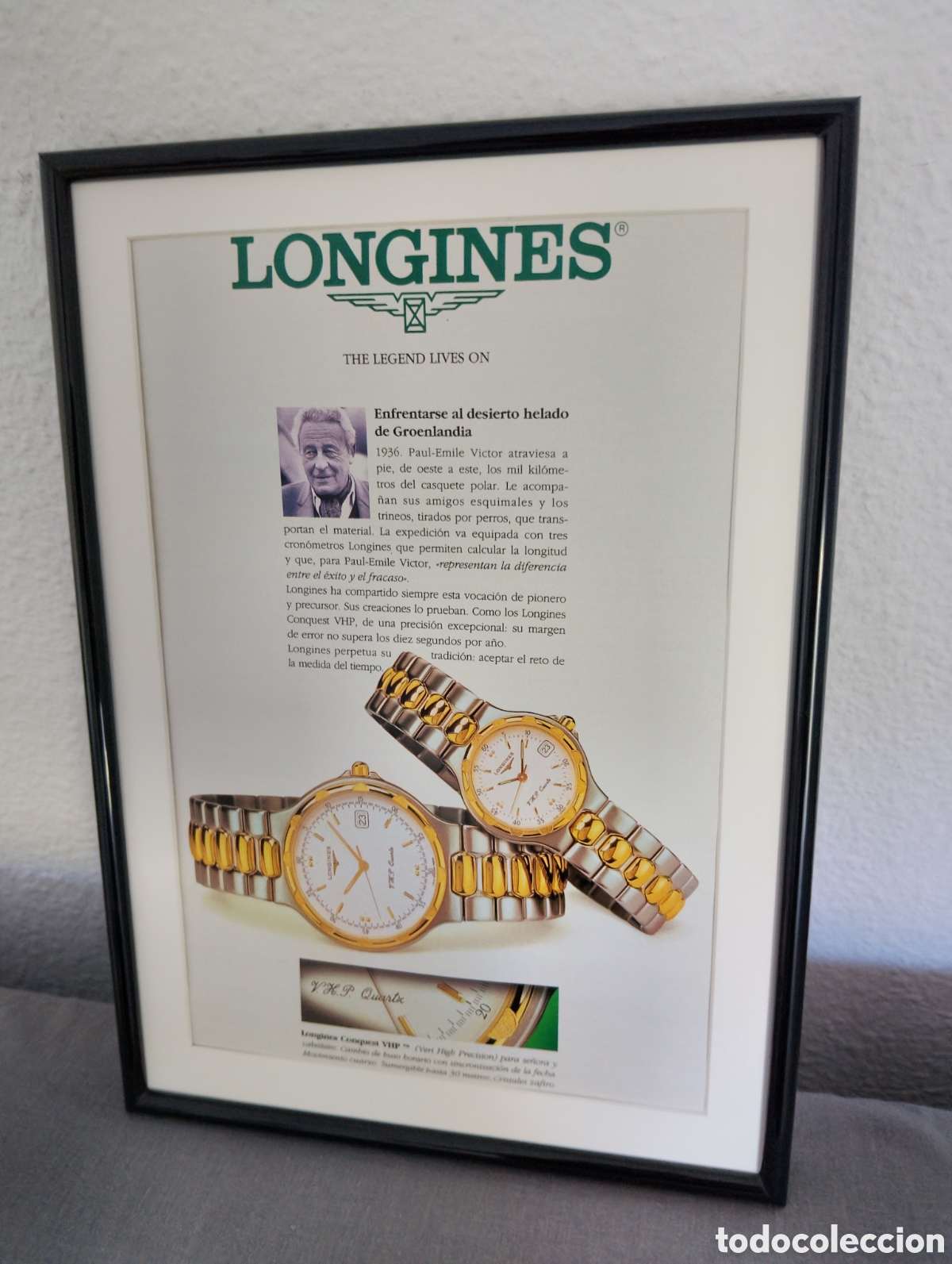 Coleccionismo de carteles: Longines reloj a&ntilde;os 90 anuncio original enmarcado