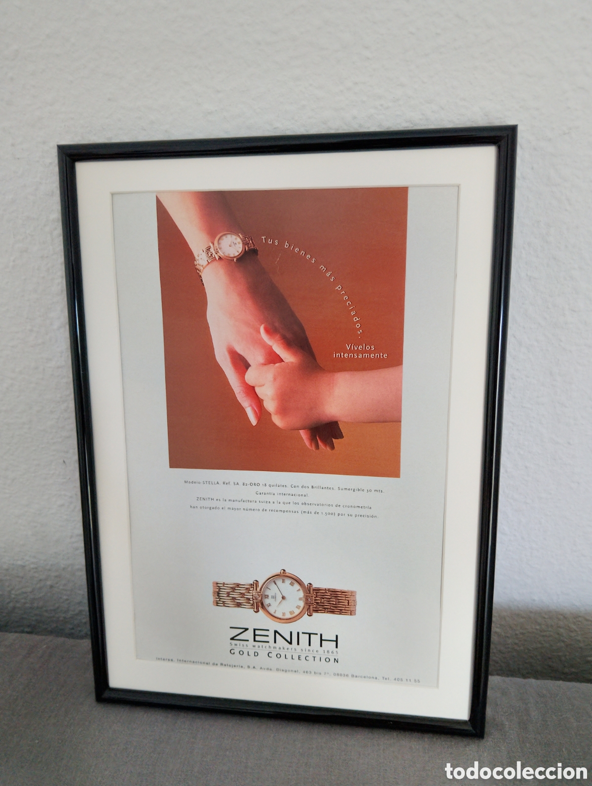 Coleccionismo de carteles: Zenith reloj a&ntilde;os 80 anuncio original vintage enmarcado