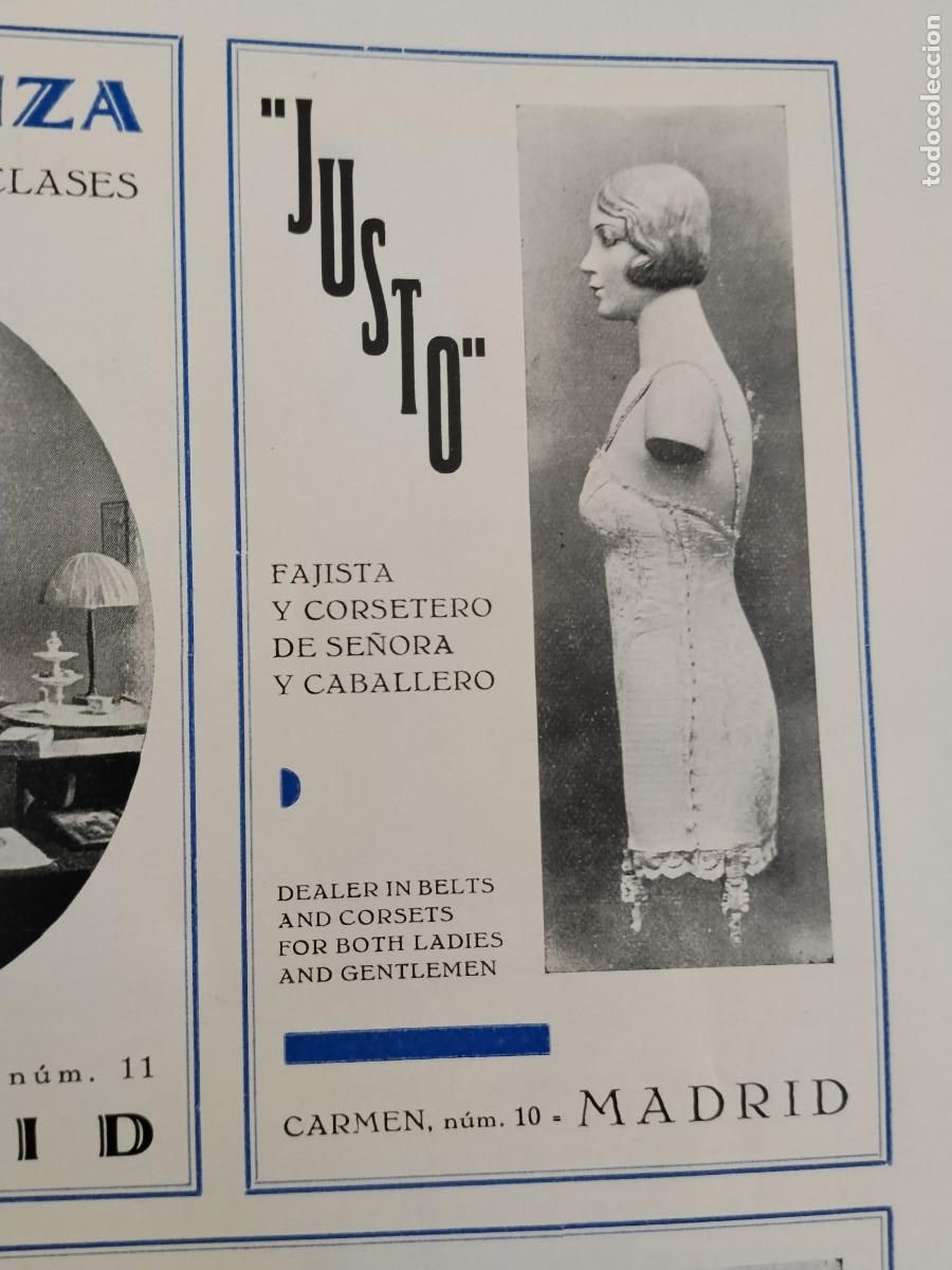 Coleccionismo de carteles: JUSTO FAJISTA CORSETERO CORSE / LA ALIANZA MUEBLES MADRID HOJA REVISTA A&Ntilde;O 1931-1932