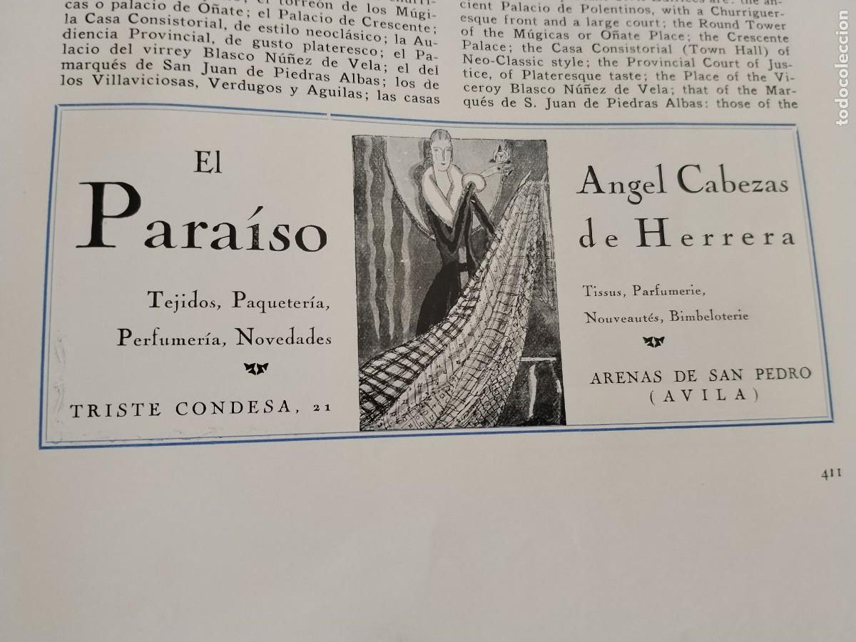 Coleccionismo de carteles: EL PARAISO DE ANGEL CABEZAS DE HERRERA ARENAS DE SAN PEDRO AVILA TEJIDOS HOJA A&Ntilde;O 1931-1932