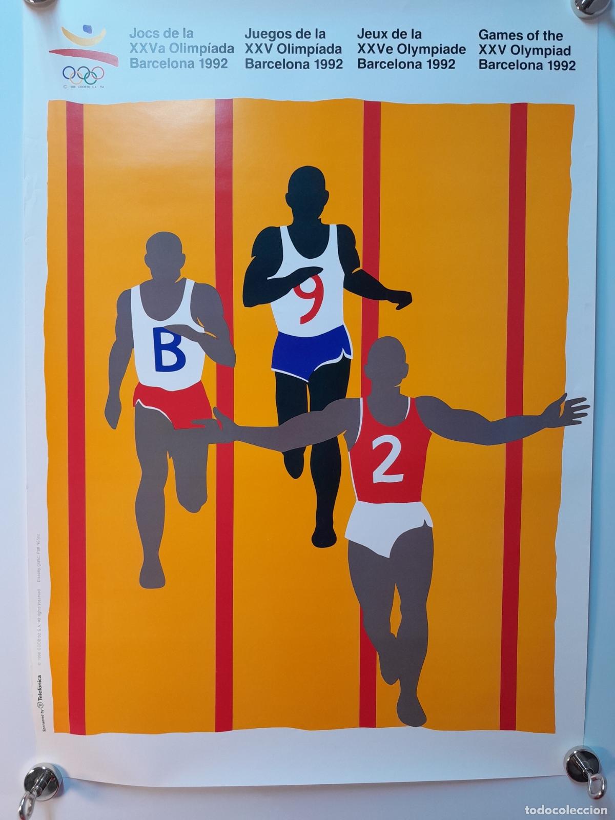 Coleccionismo de carteles: CARTEL OFICIAL DE LOS JUEGOS OL&Iacute;MPICOS DE BARCELONA '92. &rdquo;ATLETAS / B 92&rdquo;.PATI N&Uacute;&Ntilde;EZ.1990.