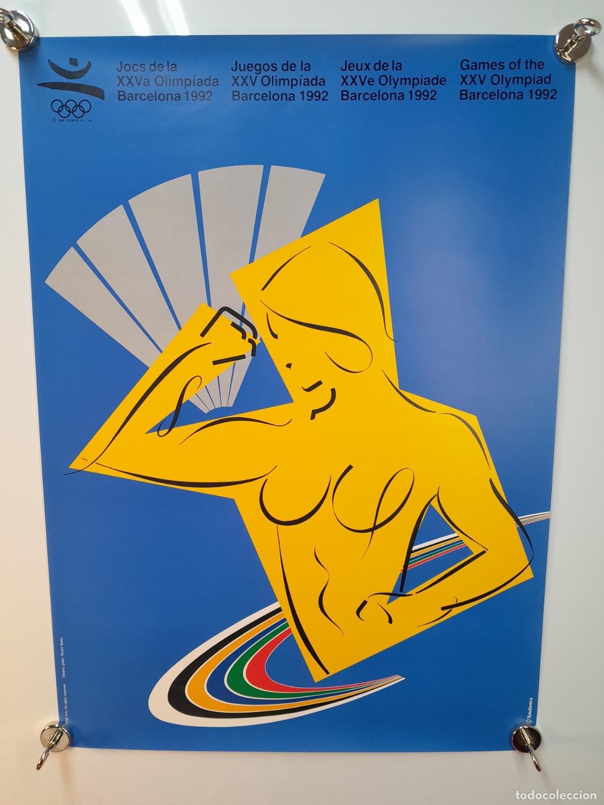 Coleccionismo de carteles: CARTEL OFICIAL DE LOS JUEGOS OL&Iacute;MPICOS DE BARCELONA '92. &rdquo;MUJER CON ABANICO&rdquo;.RICARD BADIA.1990.