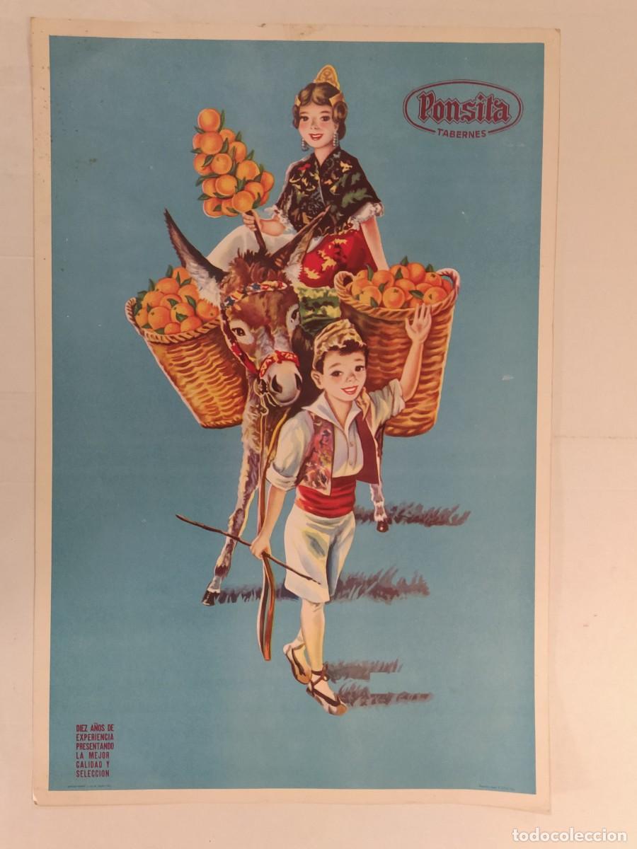 Coleccionismo de carteles: PONSITA TABERNES - GRAFICAS VALENCIA A&Ntilde;O 1962 - CARTEL ANTIGUO - VER FOTOS