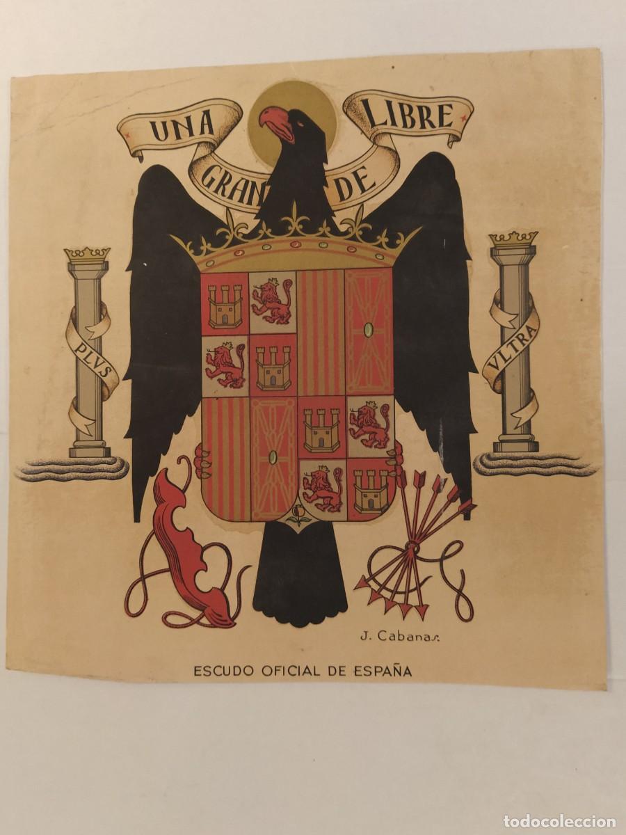 Coleccionismo de carteles: ESCUDO OFICIAL DE ESPA&Ntilde;A por J. CABANAS - CARTEL ANTIGUO -VER FOTOS