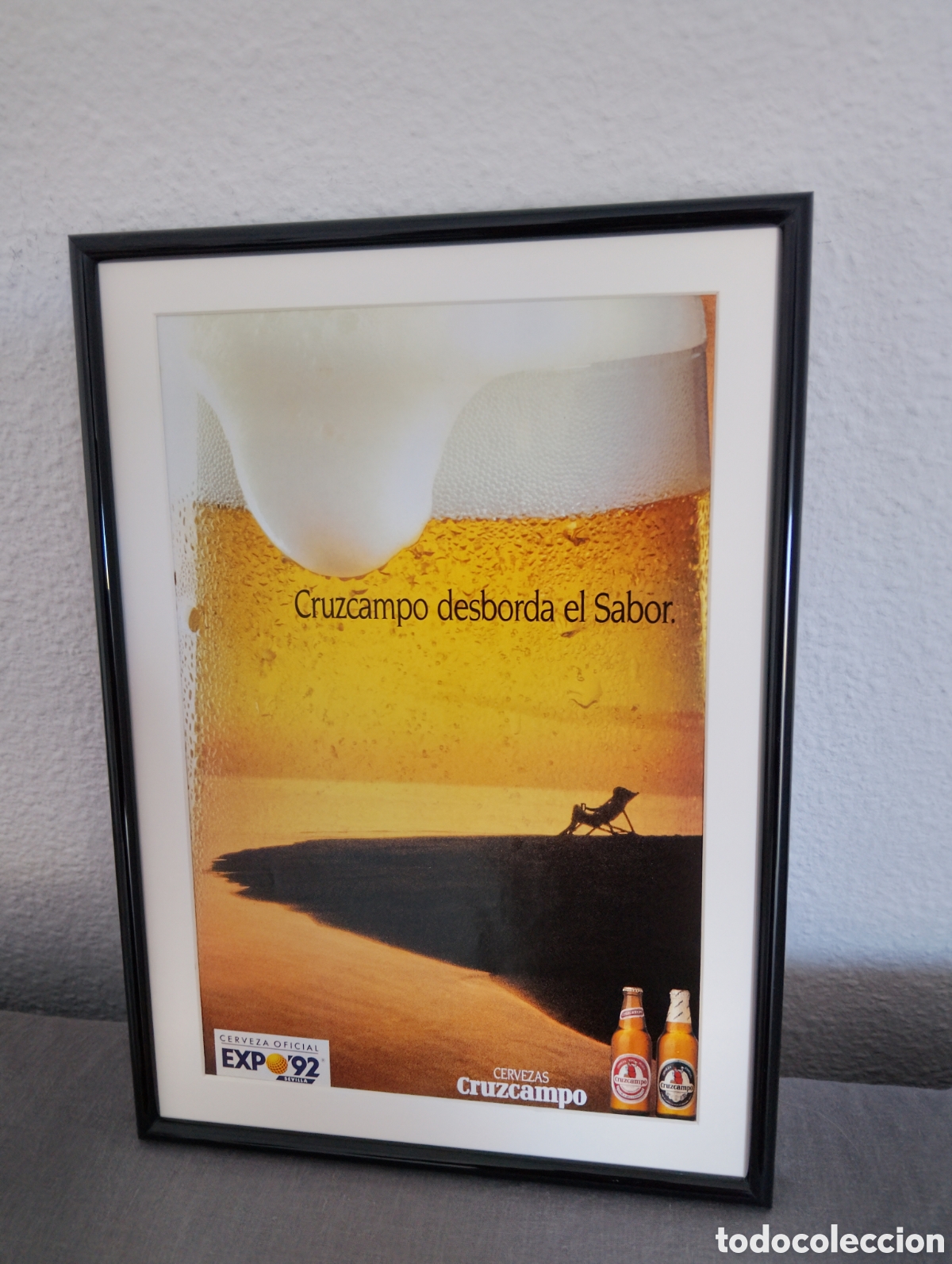 Coleccionismo de carteles: Cruzcampo Expo 92 anuncio original vintage enmarcado a&ntilde;os 90