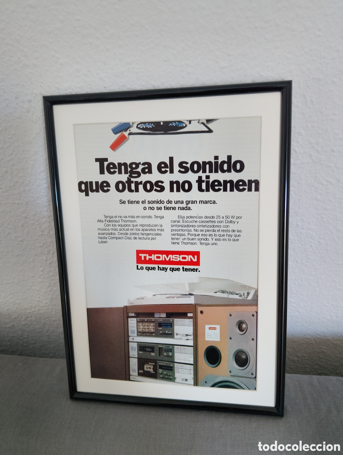 Coleccionismo de carteles: Thomson sonido anuncio original vintage a&ntilde;os 80 enmarcado