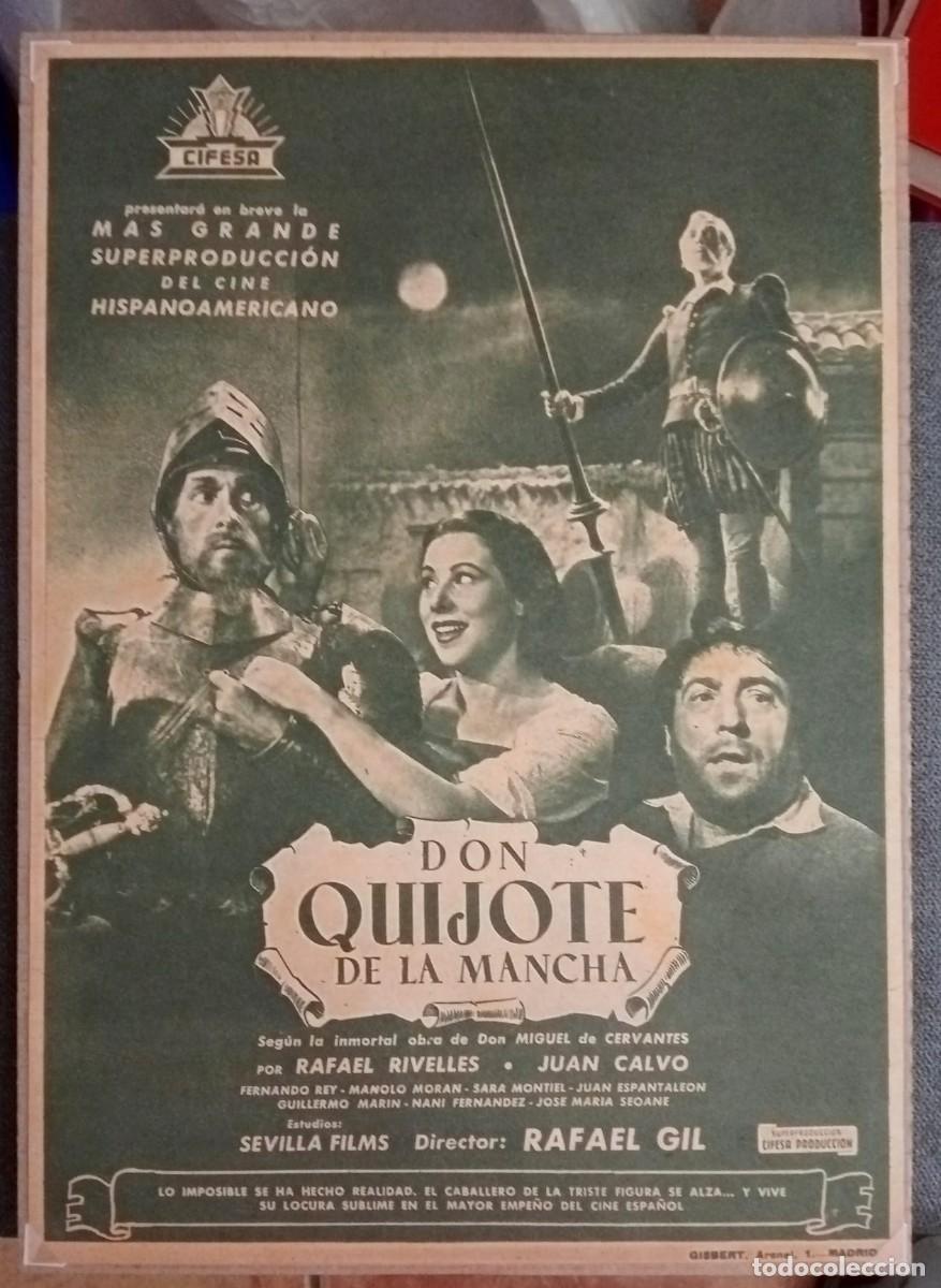 Coleccionismo de carteles: DON QUIJOTE DE LA MANCHA - DIR. RAFAEL GIL - PUBLICIDAD ORIGINAL PRIMER PLANO 1948 / 33 x 24 Cm.