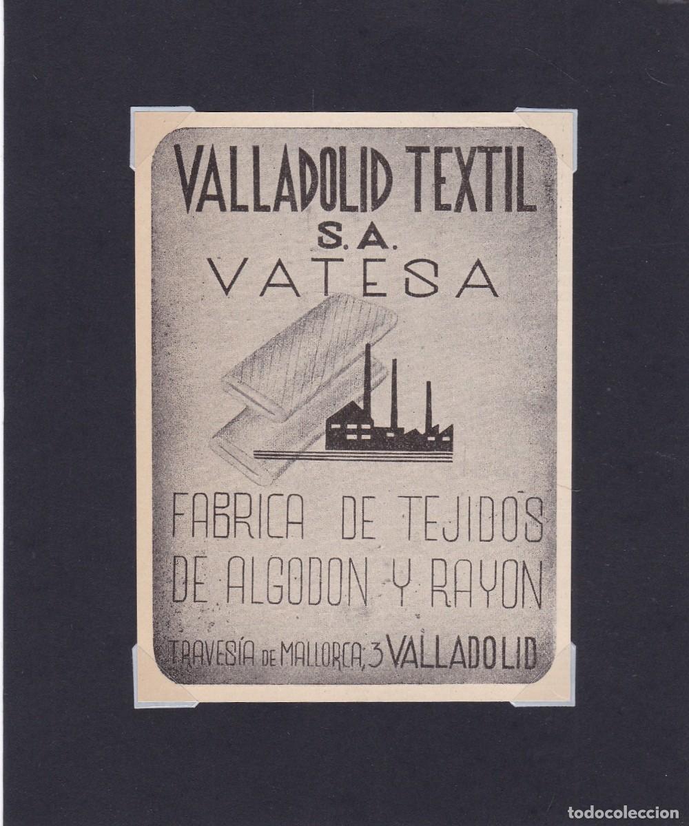 Colecionismo de cartazes: VALLADOLID TEXTIL - VATESA - PUBLICIDAD ORIGINAL / ANUARIO TEXTIL 1950 - 10,5 x 7,5 Cm.