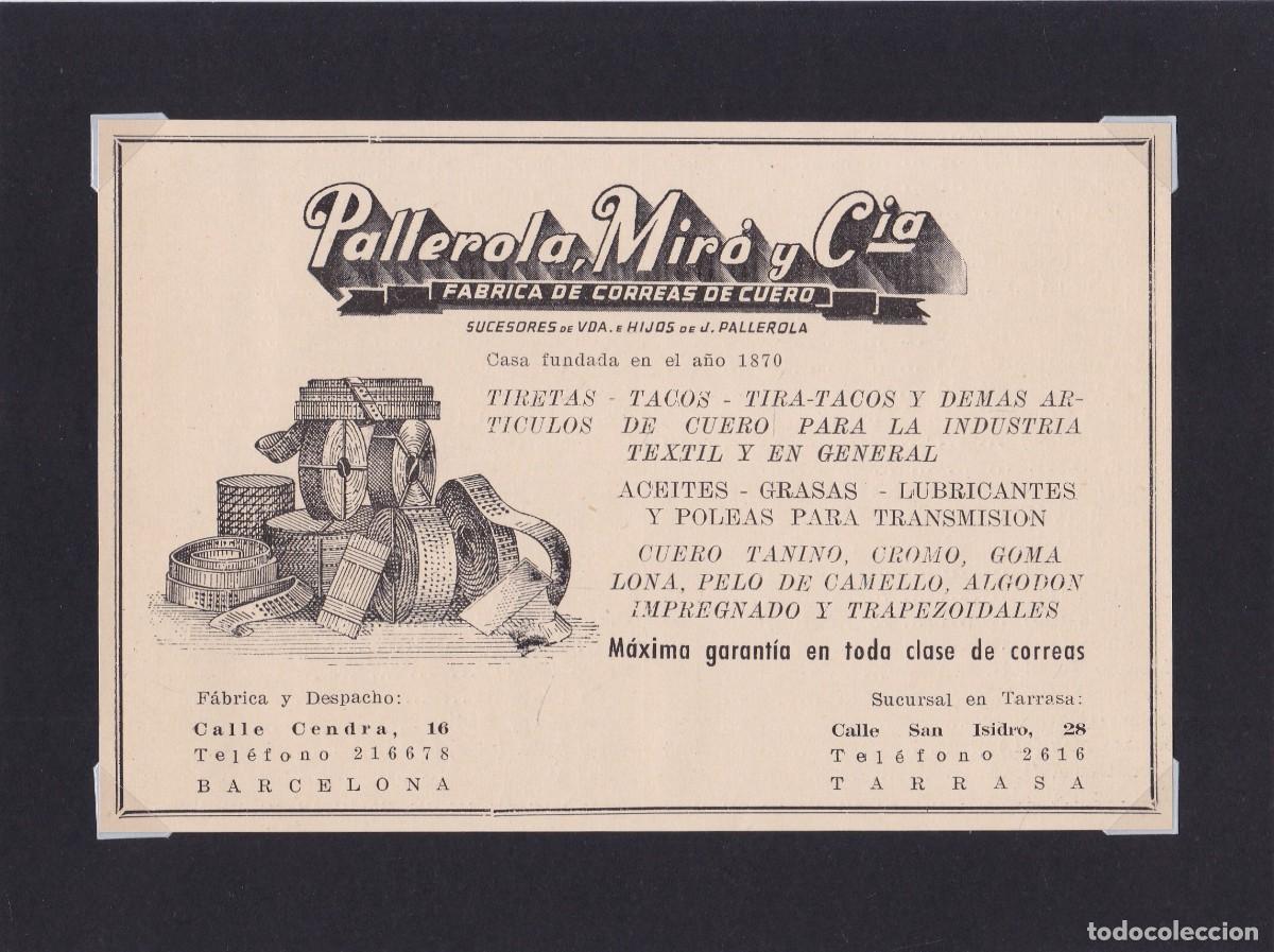 Coleccionismo de carteles: PALLEROLA, MIR&Oacute; Y CIA. - TARRASA / BARCELONA - PUBLICIDAD ORIGINAL / ANUARIO TEXTIL 1950