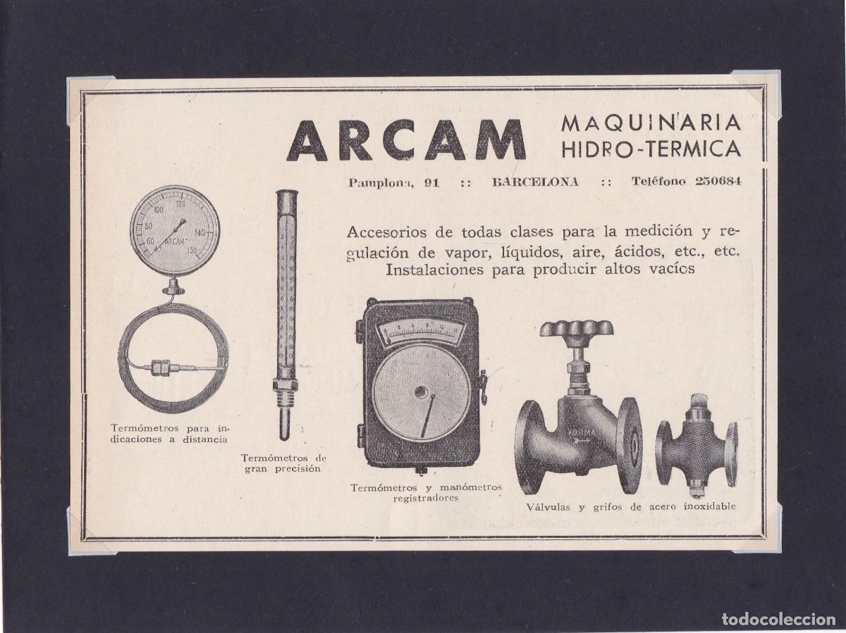 Coleccionismo de carteles: ARCAM - MAQUINARIA HIDRO-TERMICA - BARCELONA - PUBLICIDAD ORIGINAL 1950 / ANUARIO TEXTIL